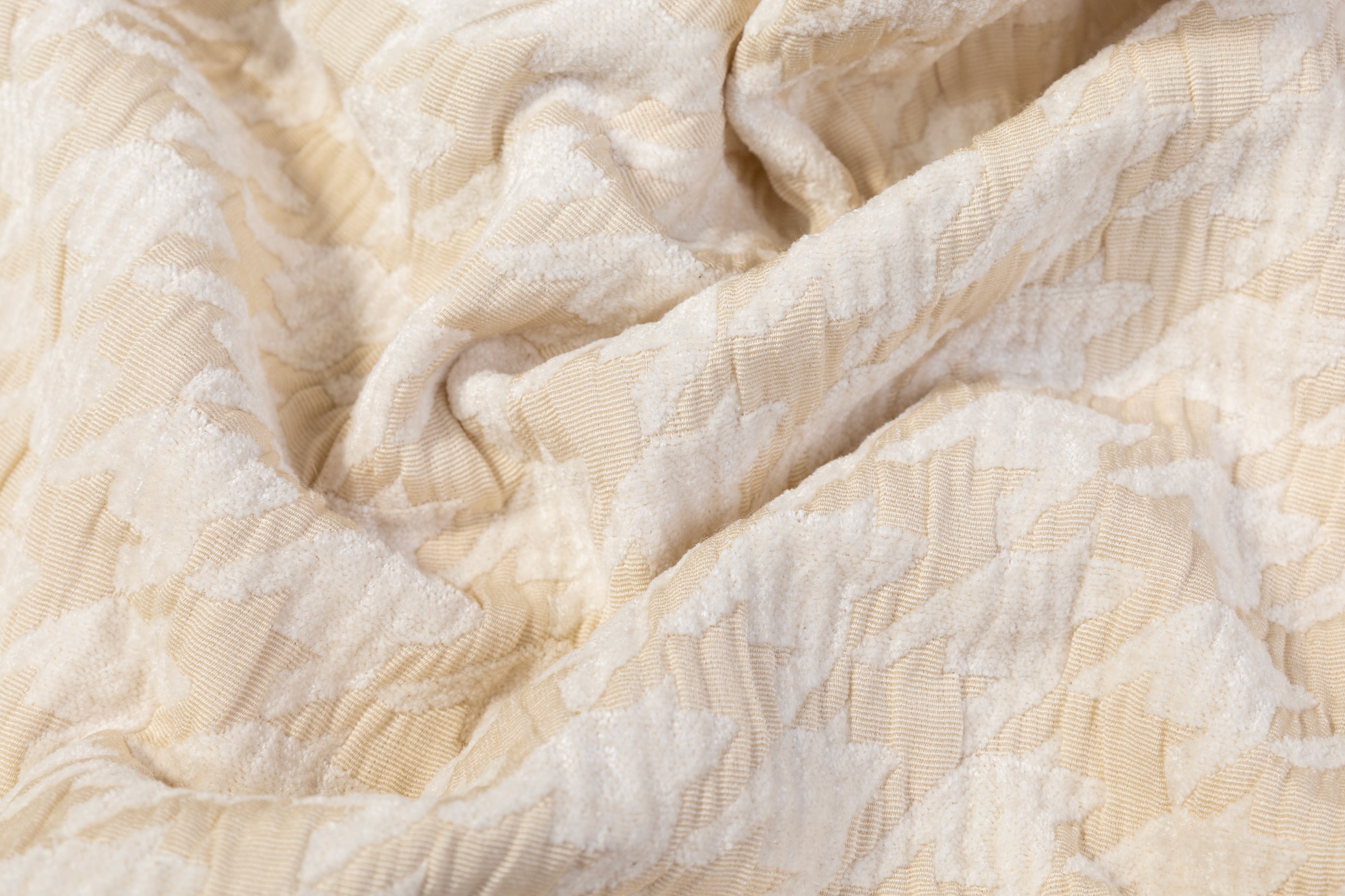 Houndstooth Italian Cotton Nylon Chenille Brocade - Cream