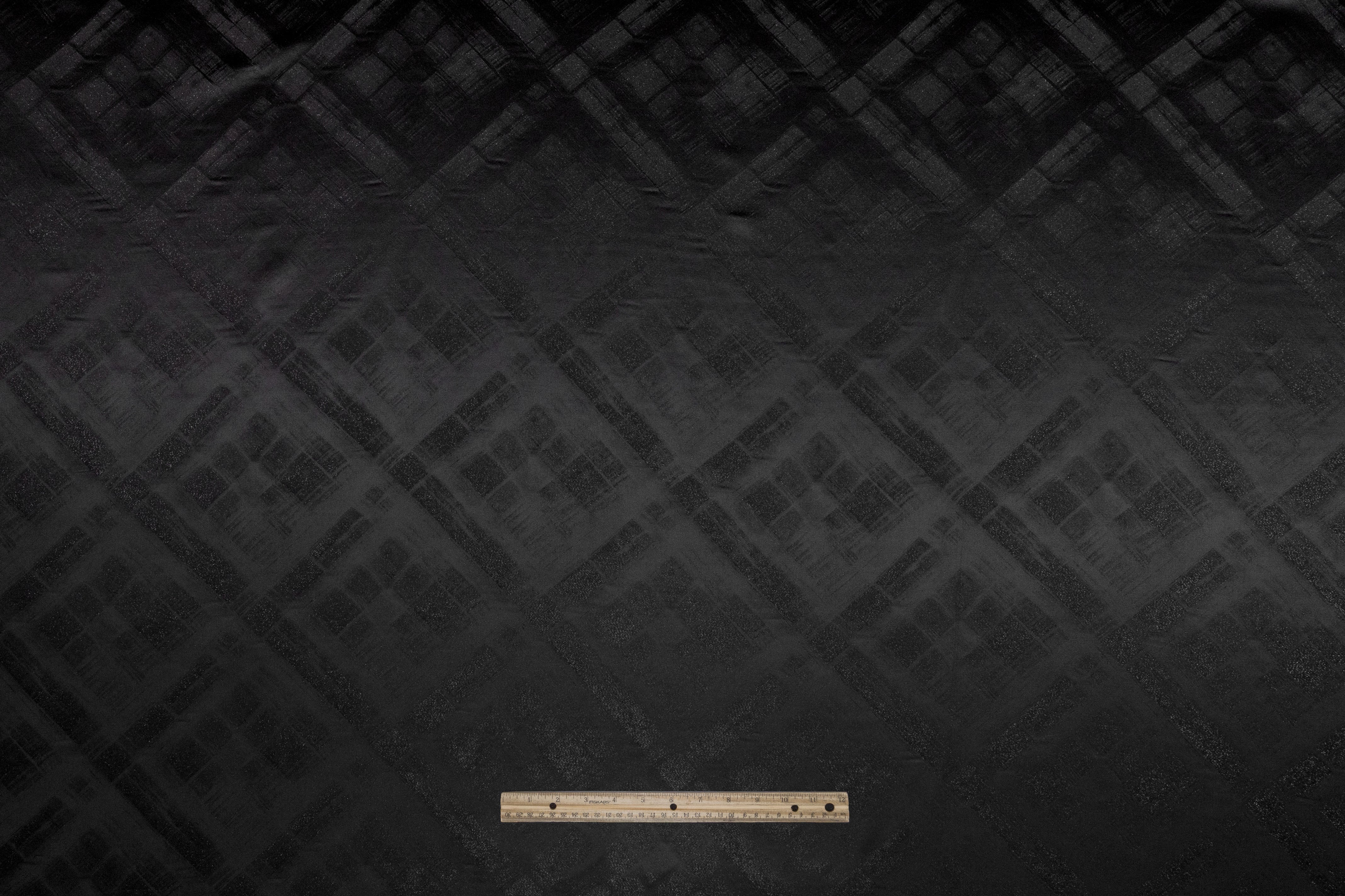 Checked Italian Silk Viscose Metallic Jacquard - Black