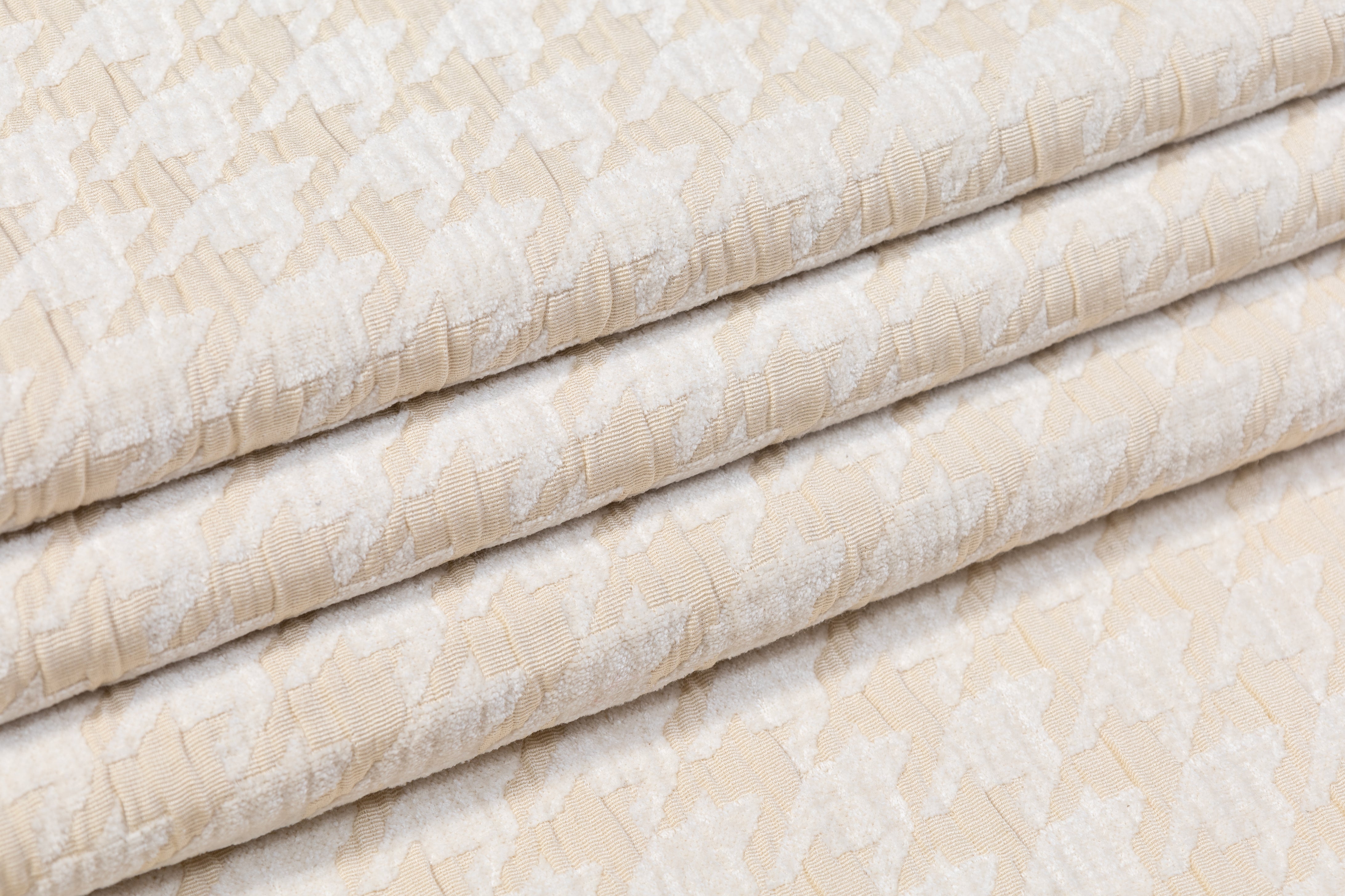 Houndstooth Italian Cotton Nylon Chenille Brocade - Cream