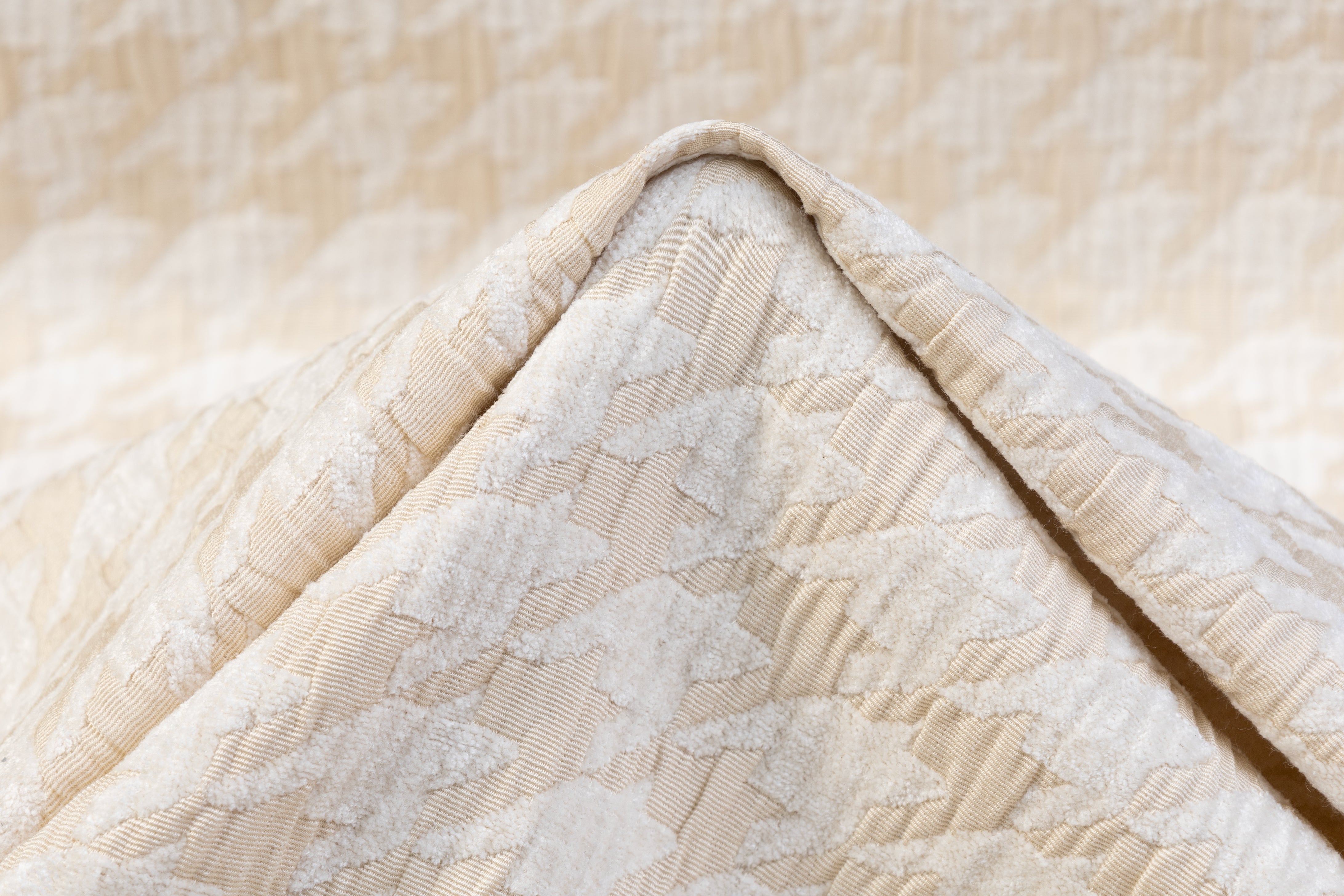 Houndstooth Italian Cotton Nylon Chenille Brocade - Cream