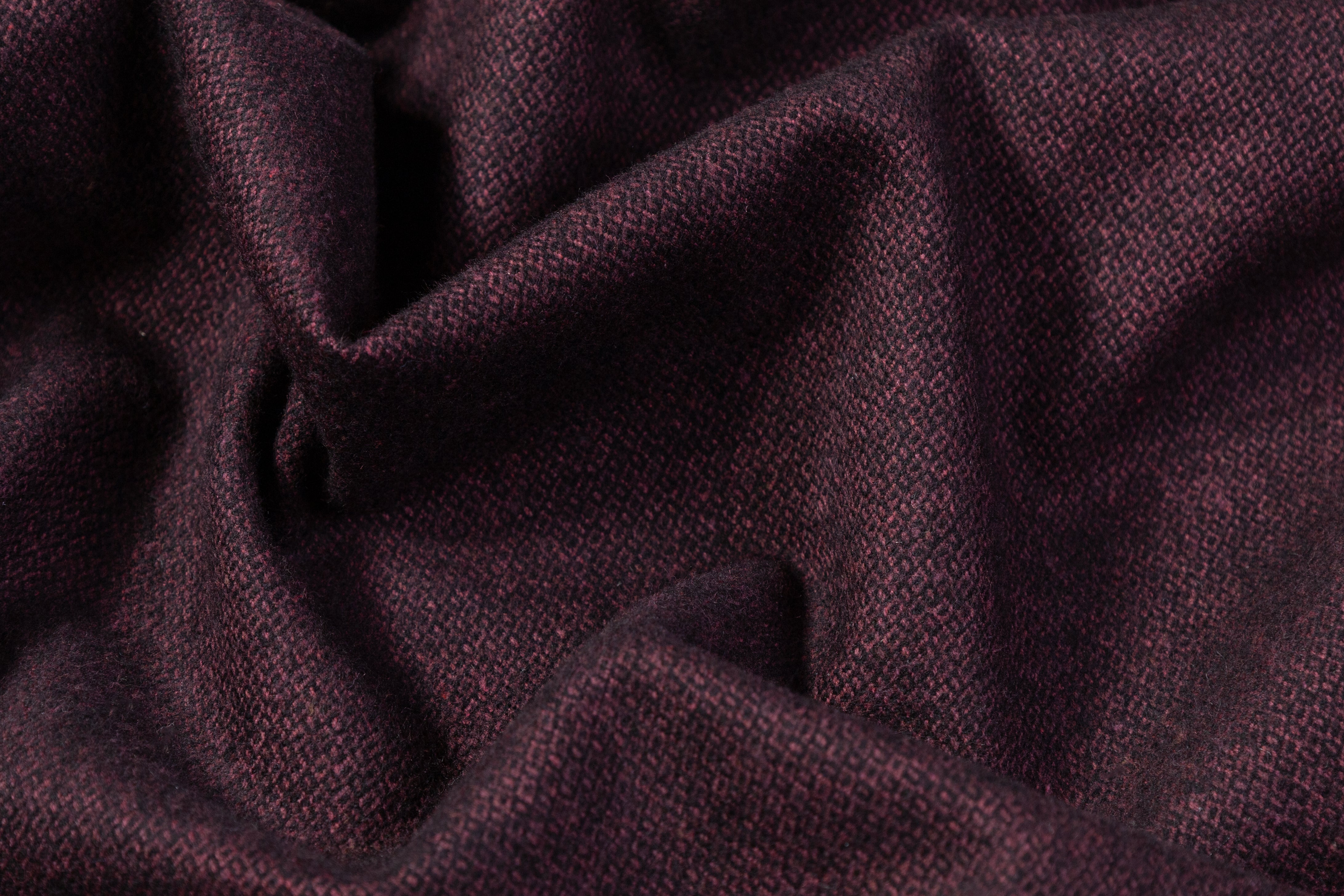 Caccioppoli - Micro Pattern Cotton Flannel Suiting - Wine / Black