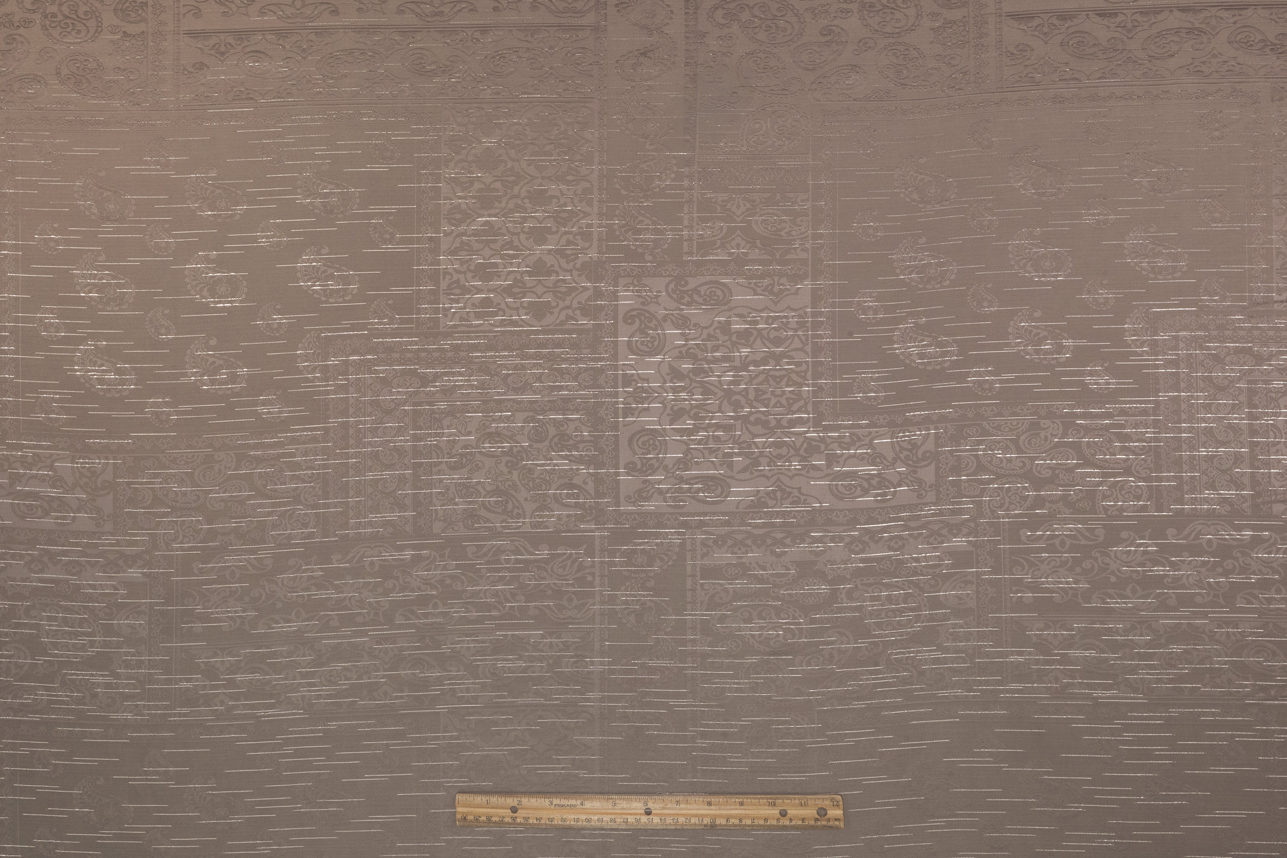 Paisley Metallic Italian Viscose Jacquard - Taupe