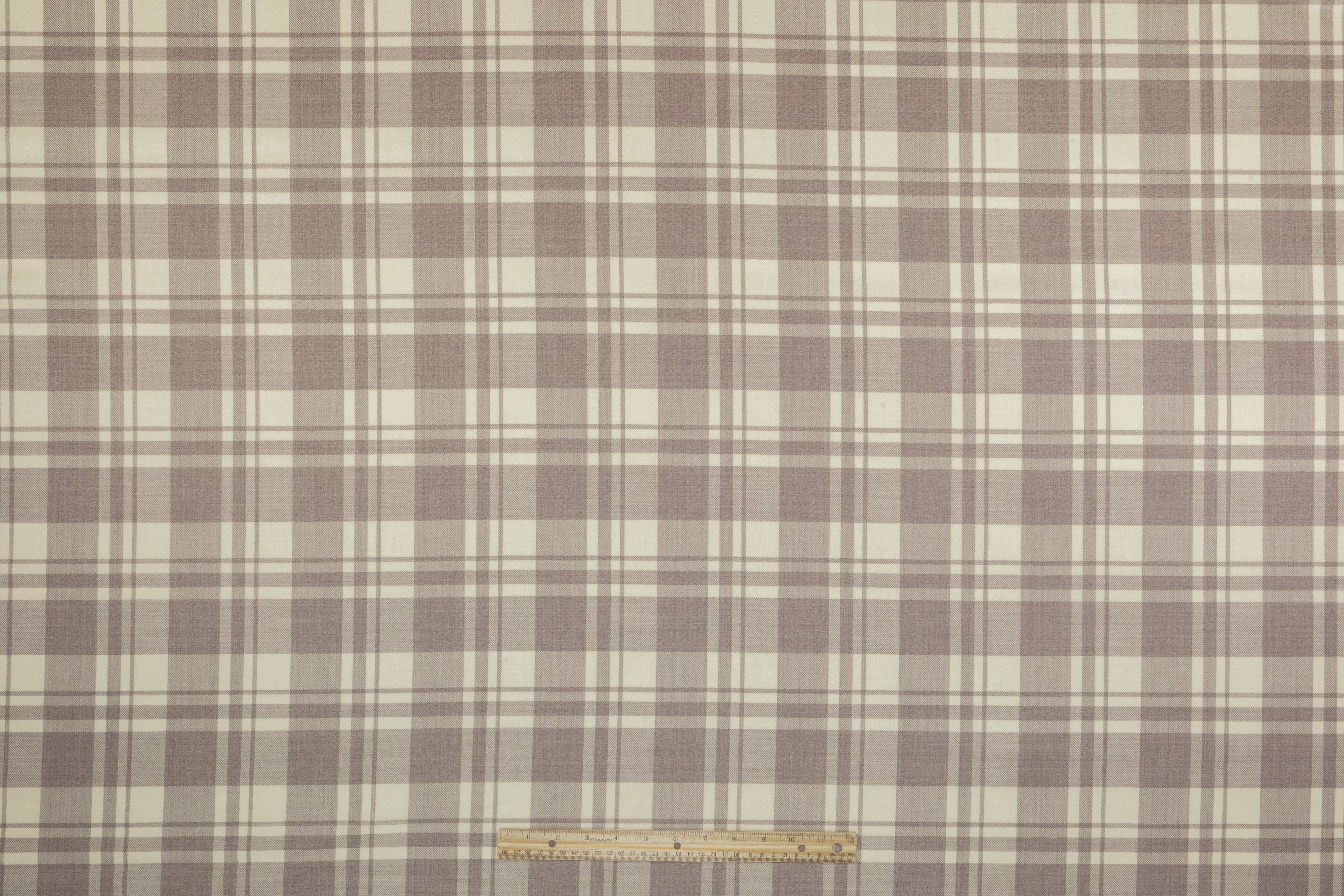 Tartan Italian Wool Suiting - Ivory / Taupe