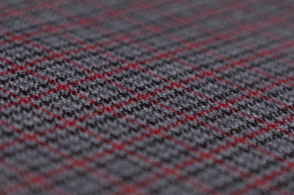 Micro Plaid Italian Wool Suiting - Gray / Red