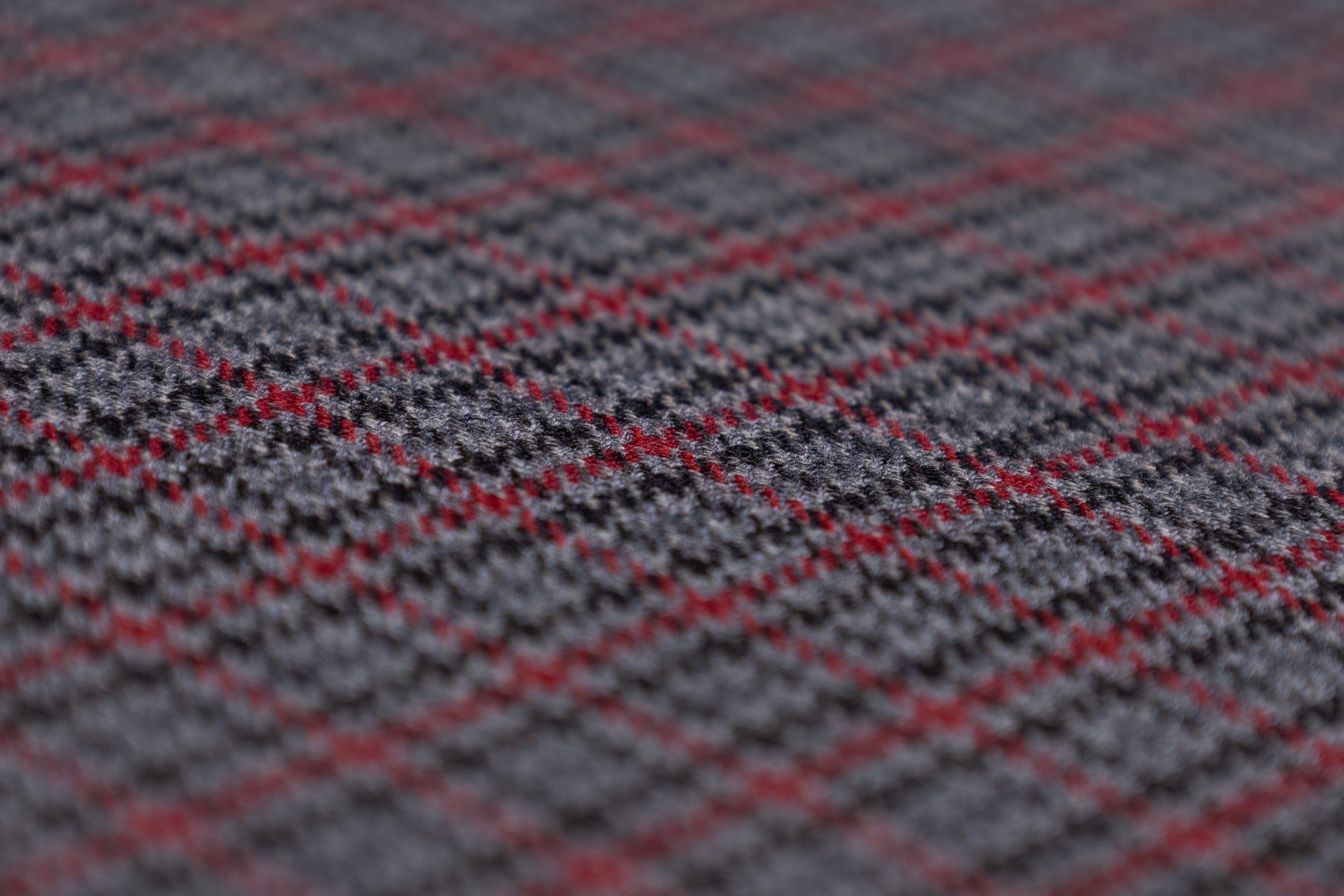 Micro Plaid Italian Wool Suiting - Gray / Red