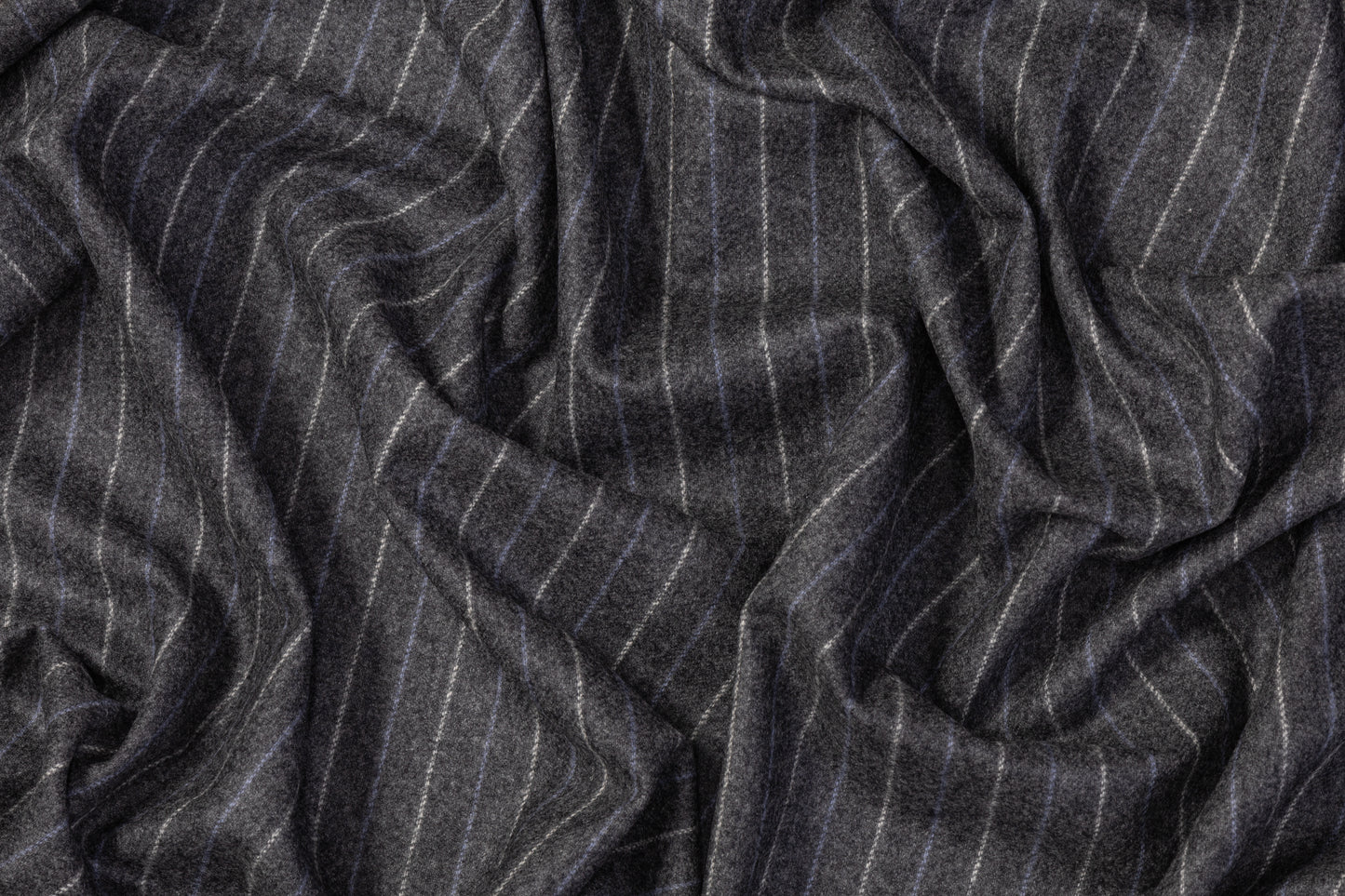 Pin Striped Italian Wool Suiting - Gray