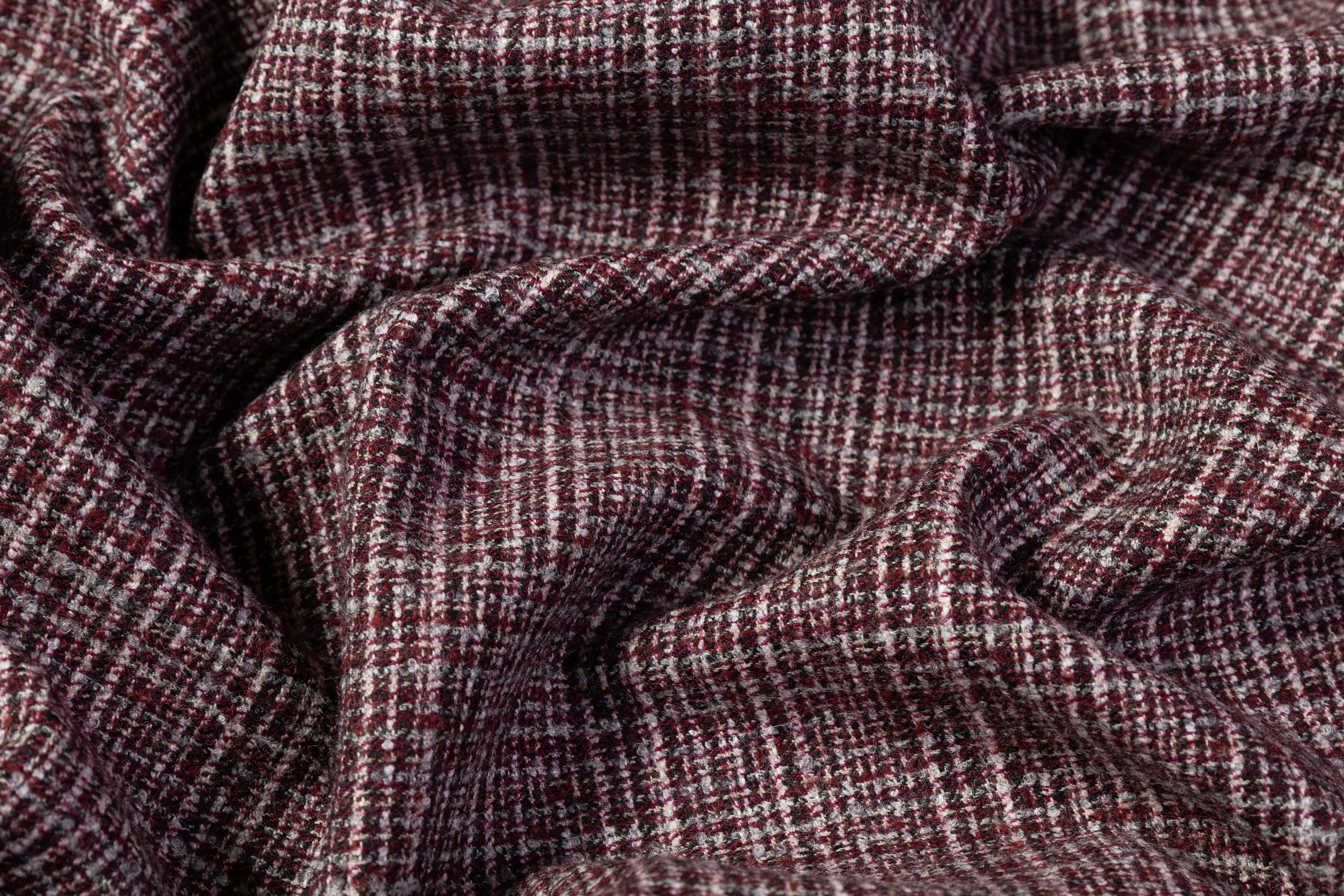 Italian Wool Nylon Tweed - Burgundy