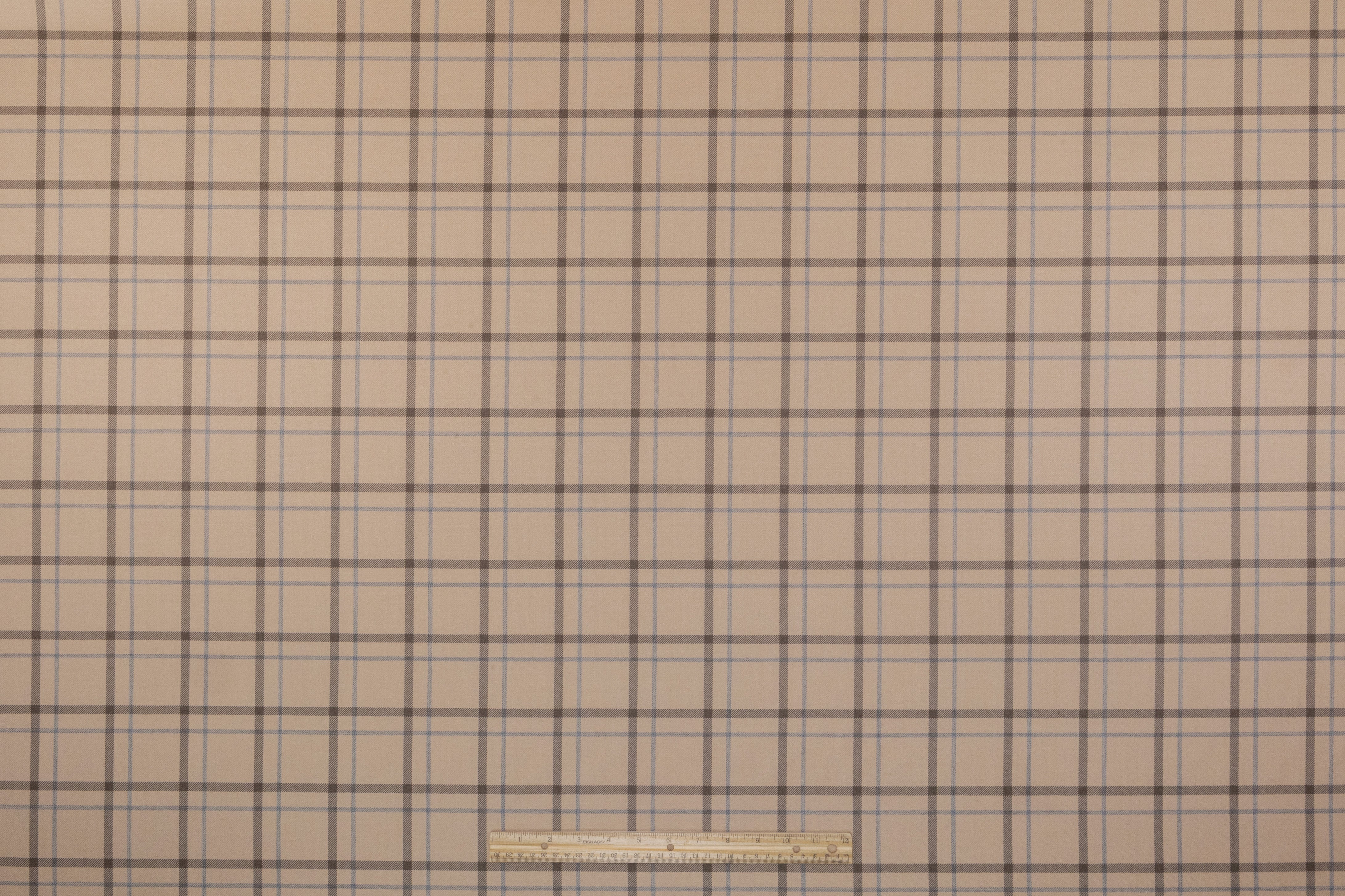 Tartan Italian Wool Suiting - Beige