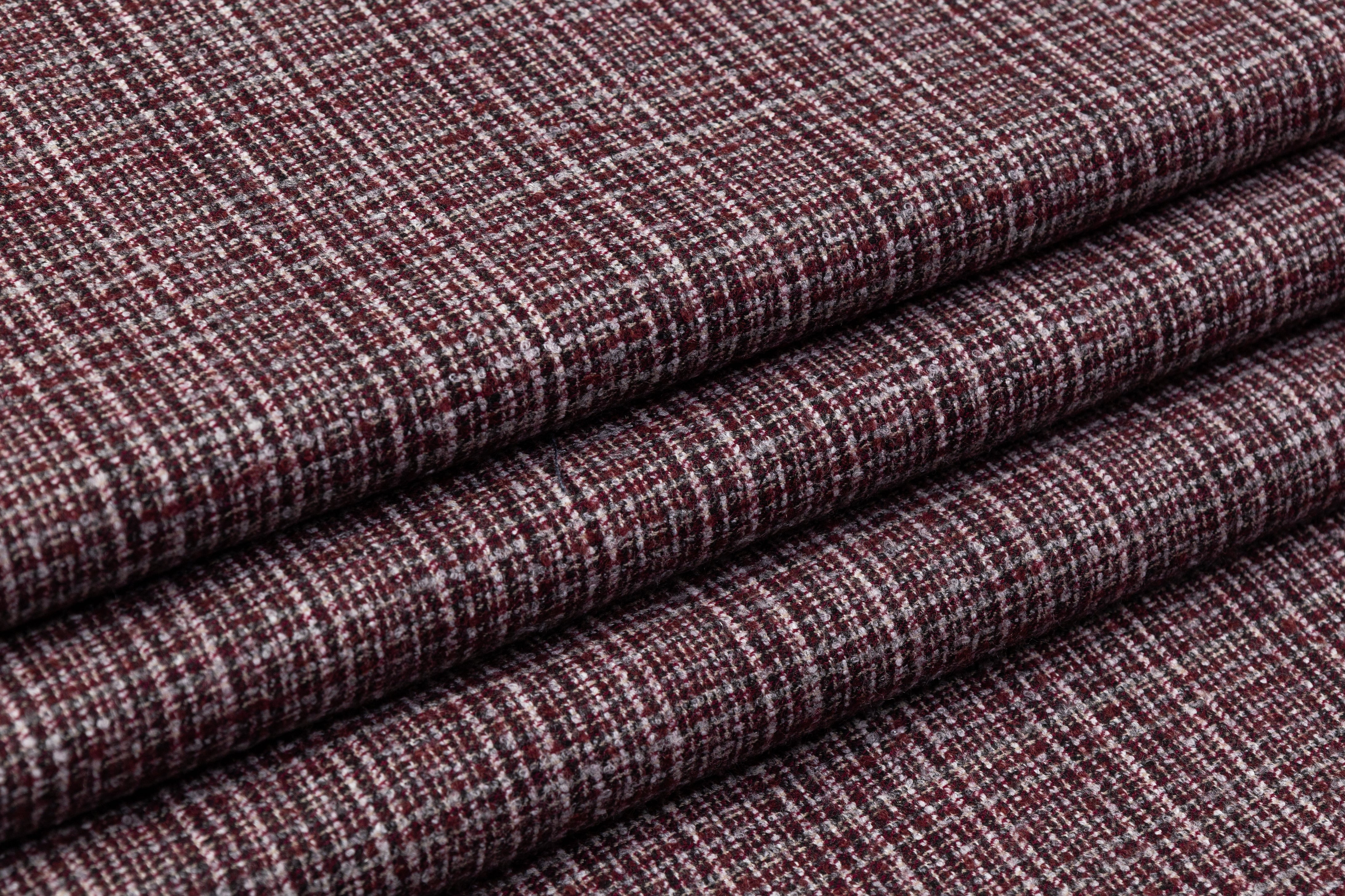 Italian Wool Nylon Tweed - Burgundy