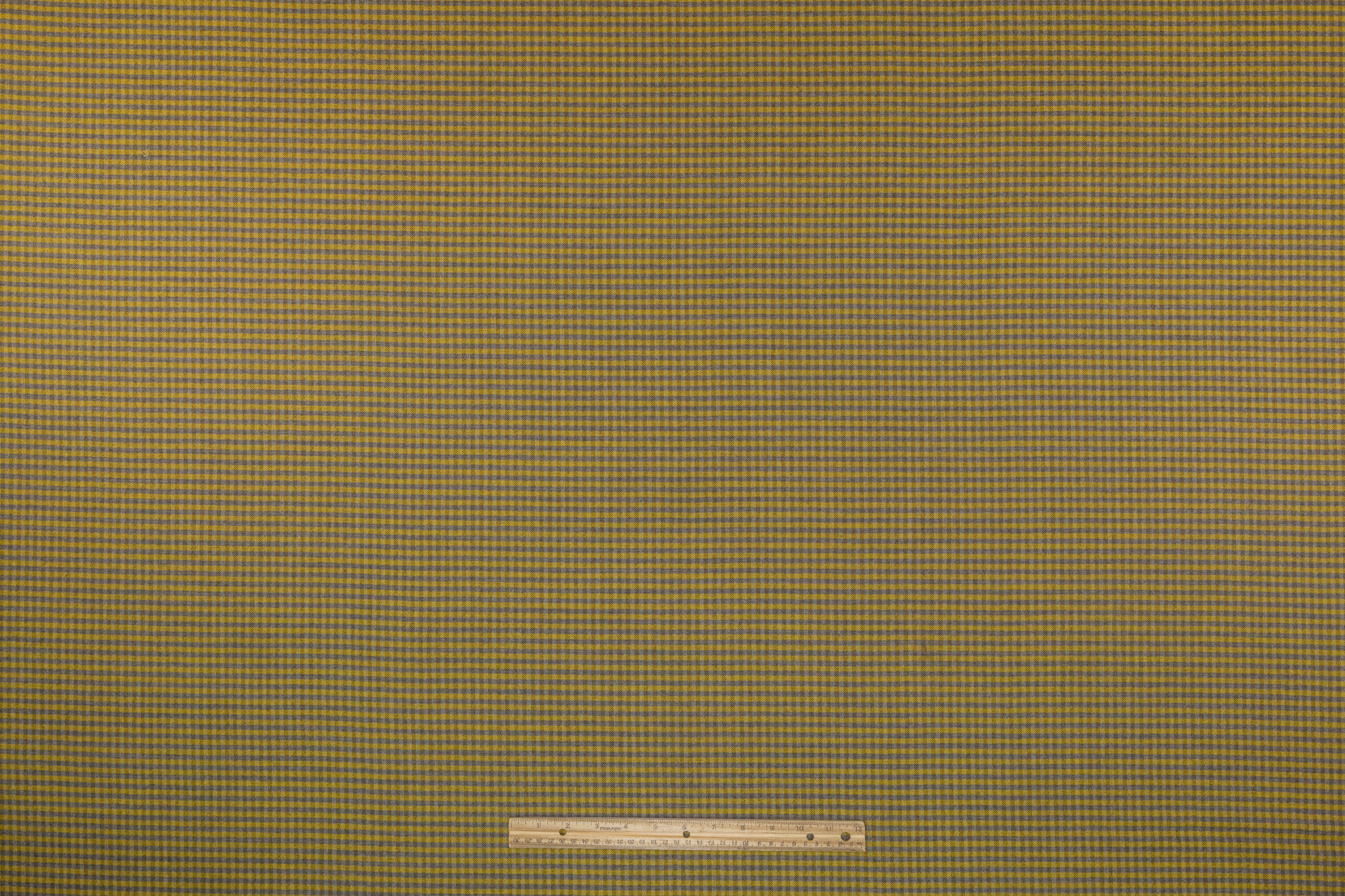 Checked Italian Stretch Wool Flannel - Mustard Yellow / Taupe