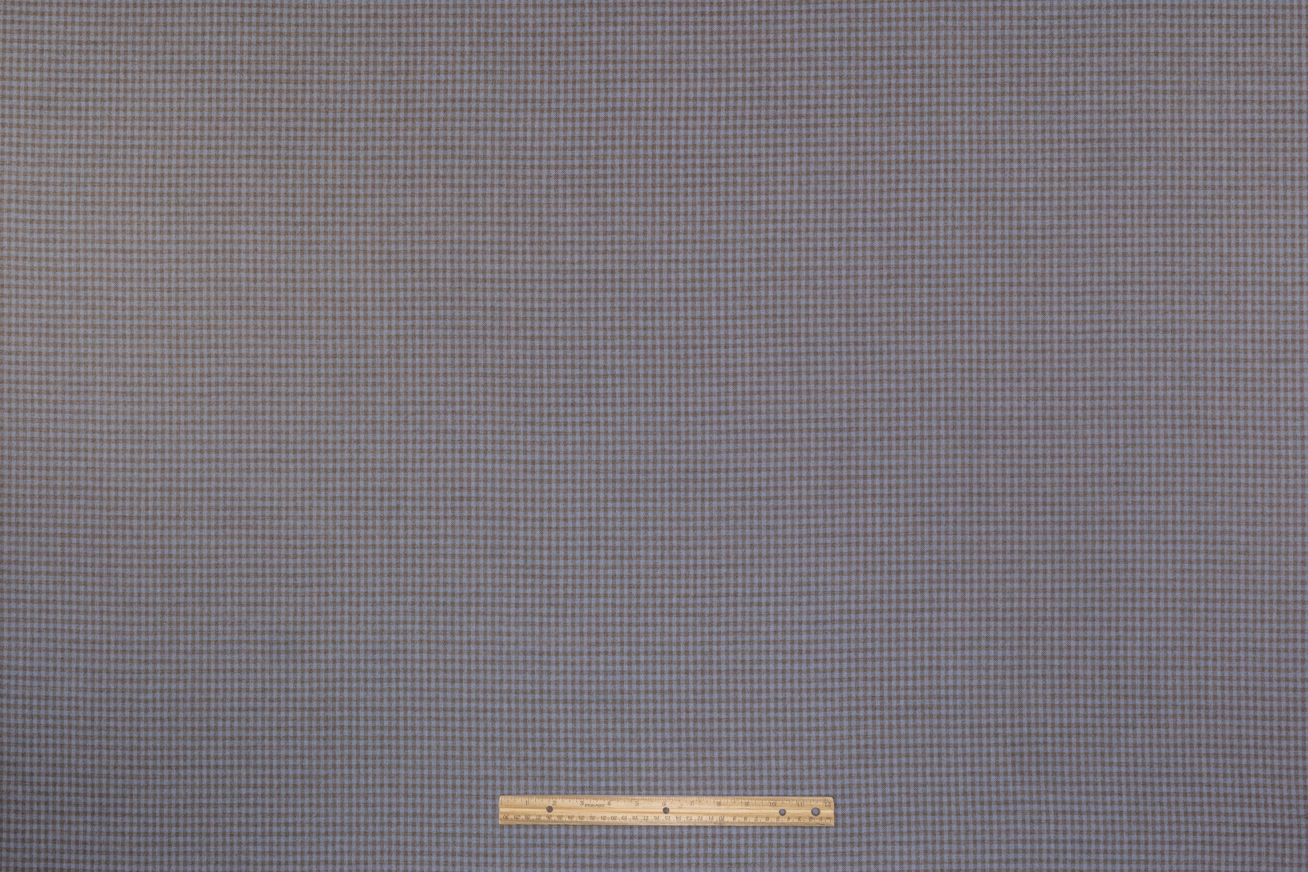 Checked Italian Stretch Wool Flannel - Powder Blue / Taupe