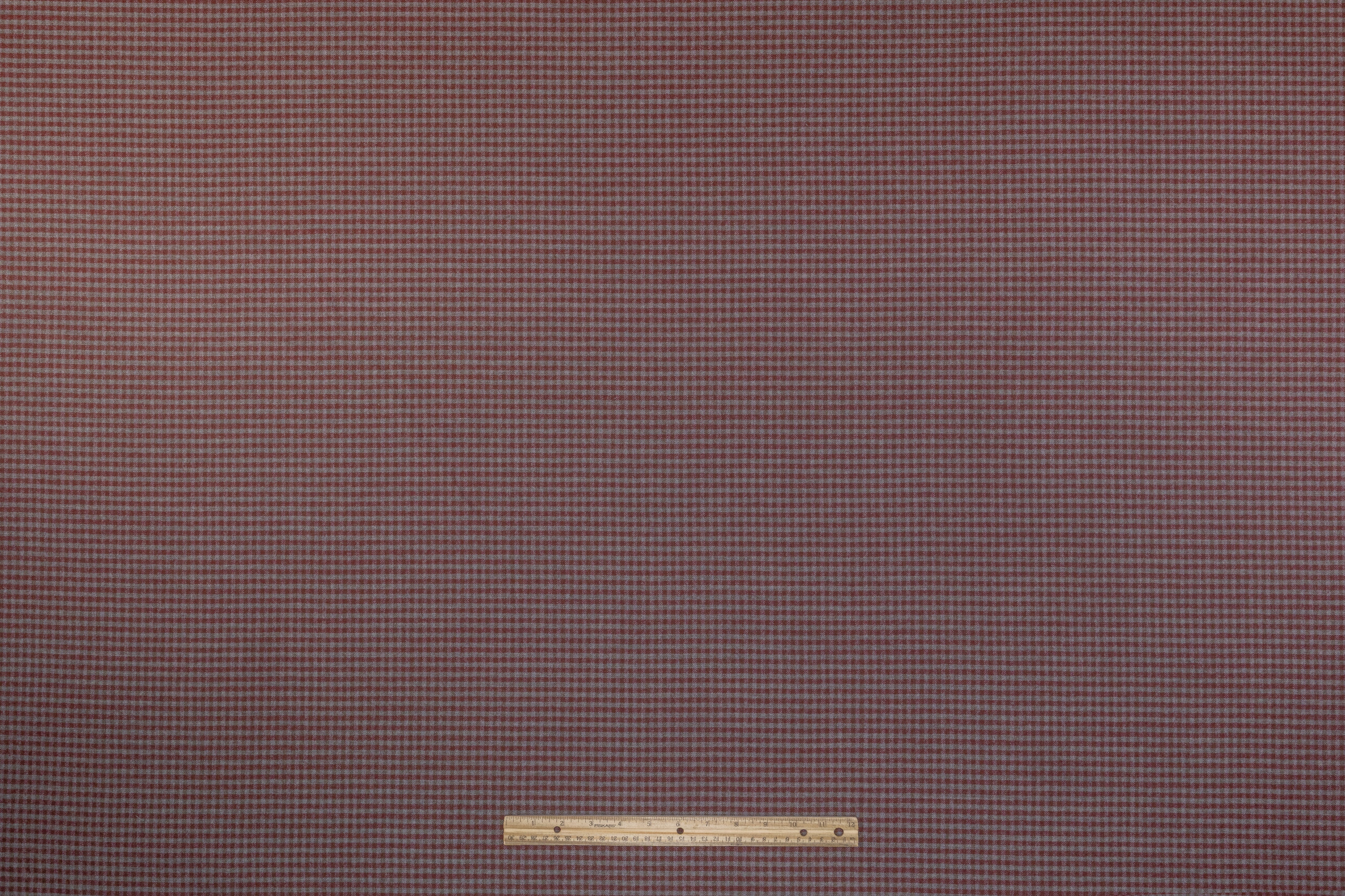 Checked Italian Stretch Wool Flannel - Brick Red / Taupe / Gray