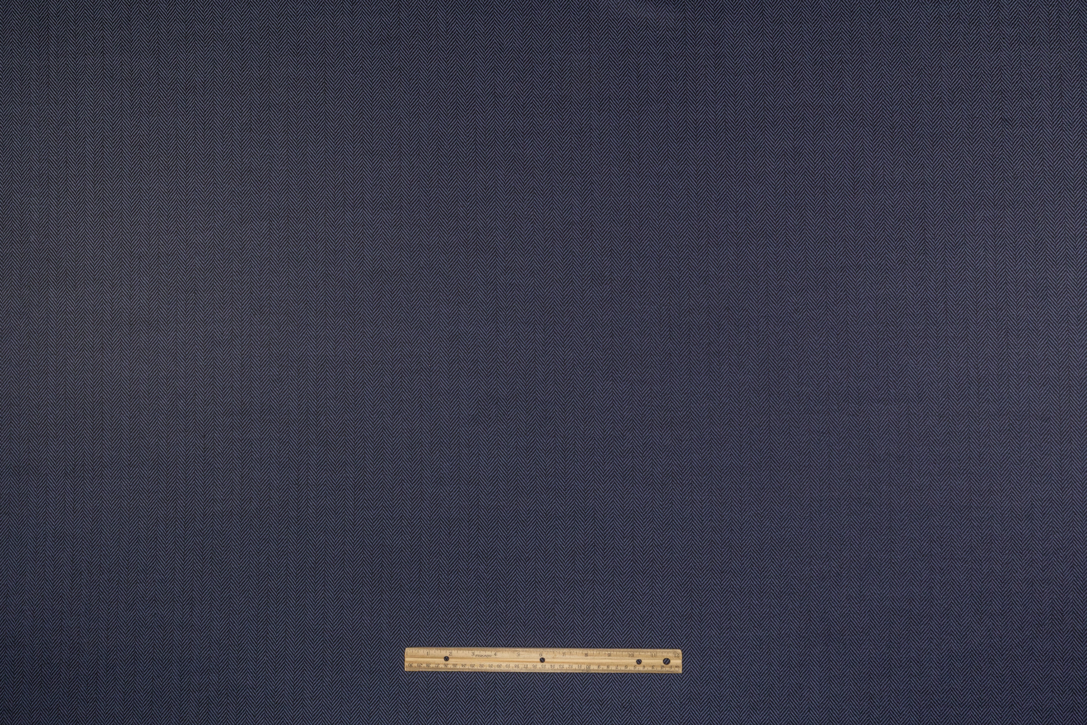 Italian Herringbone Wool Suiting - Blue / Black
