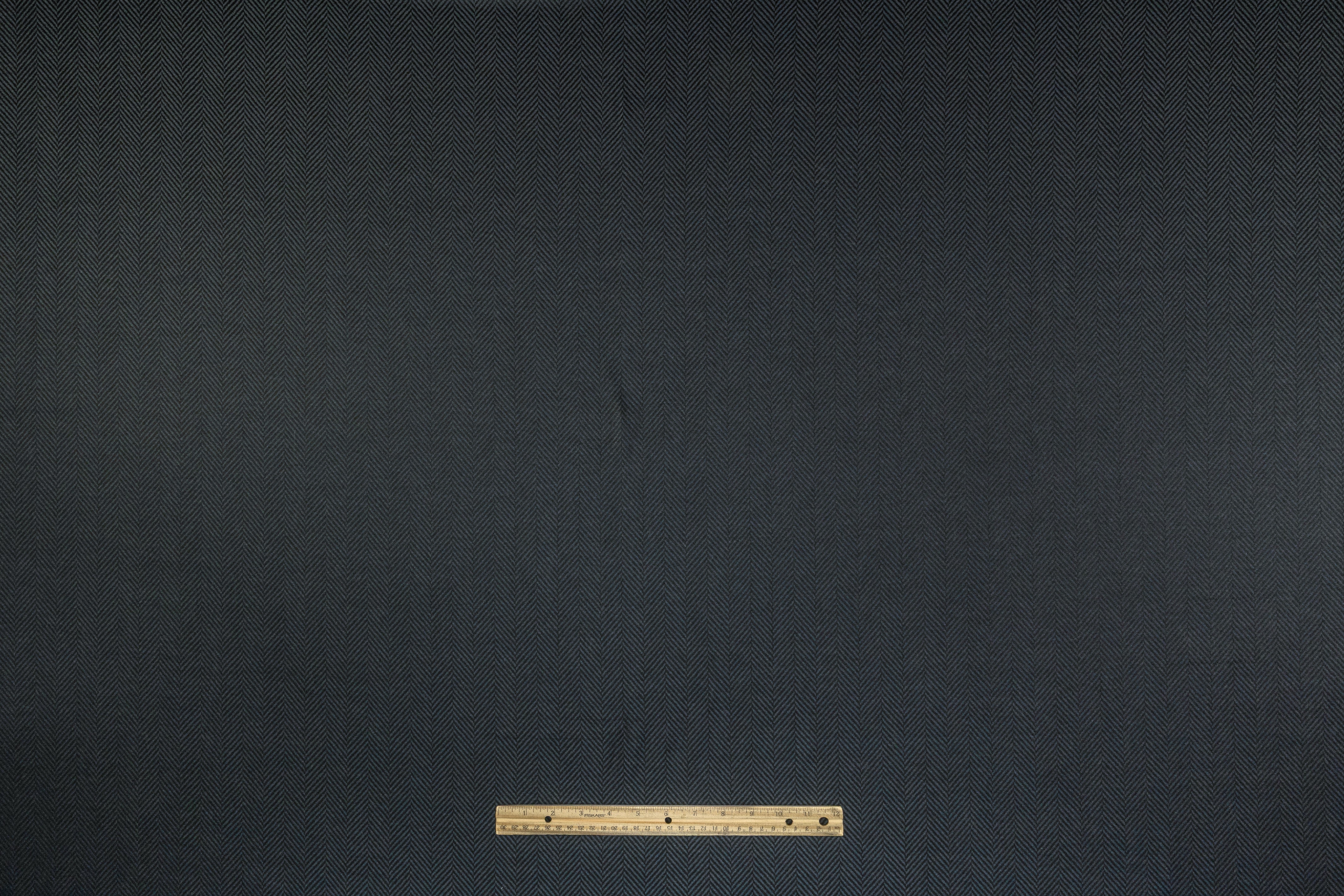 Herringbone Italian Wool Suiting - Dark Teal / Black