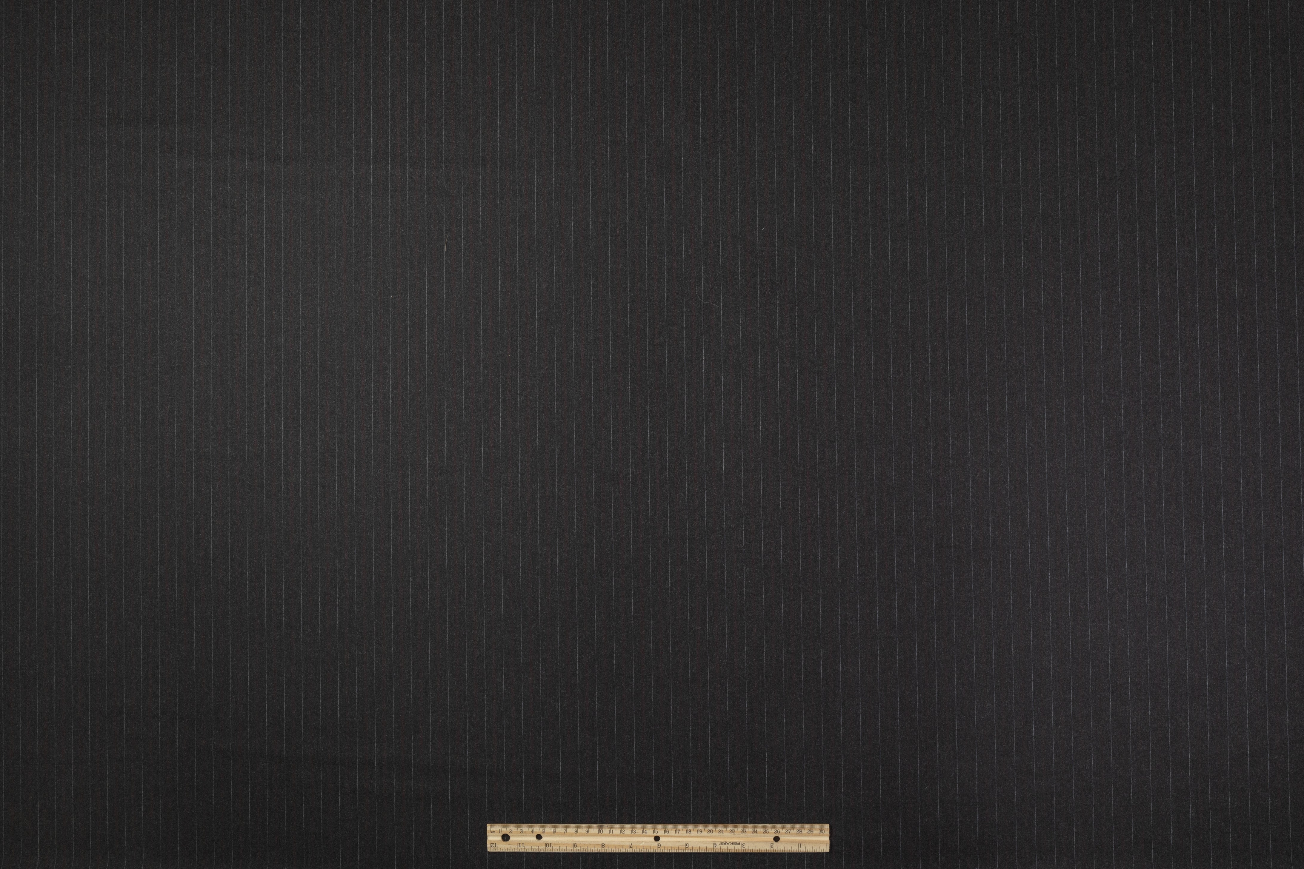 Pin Striped Italian Wool Suiting - Charcoal Gray / Red