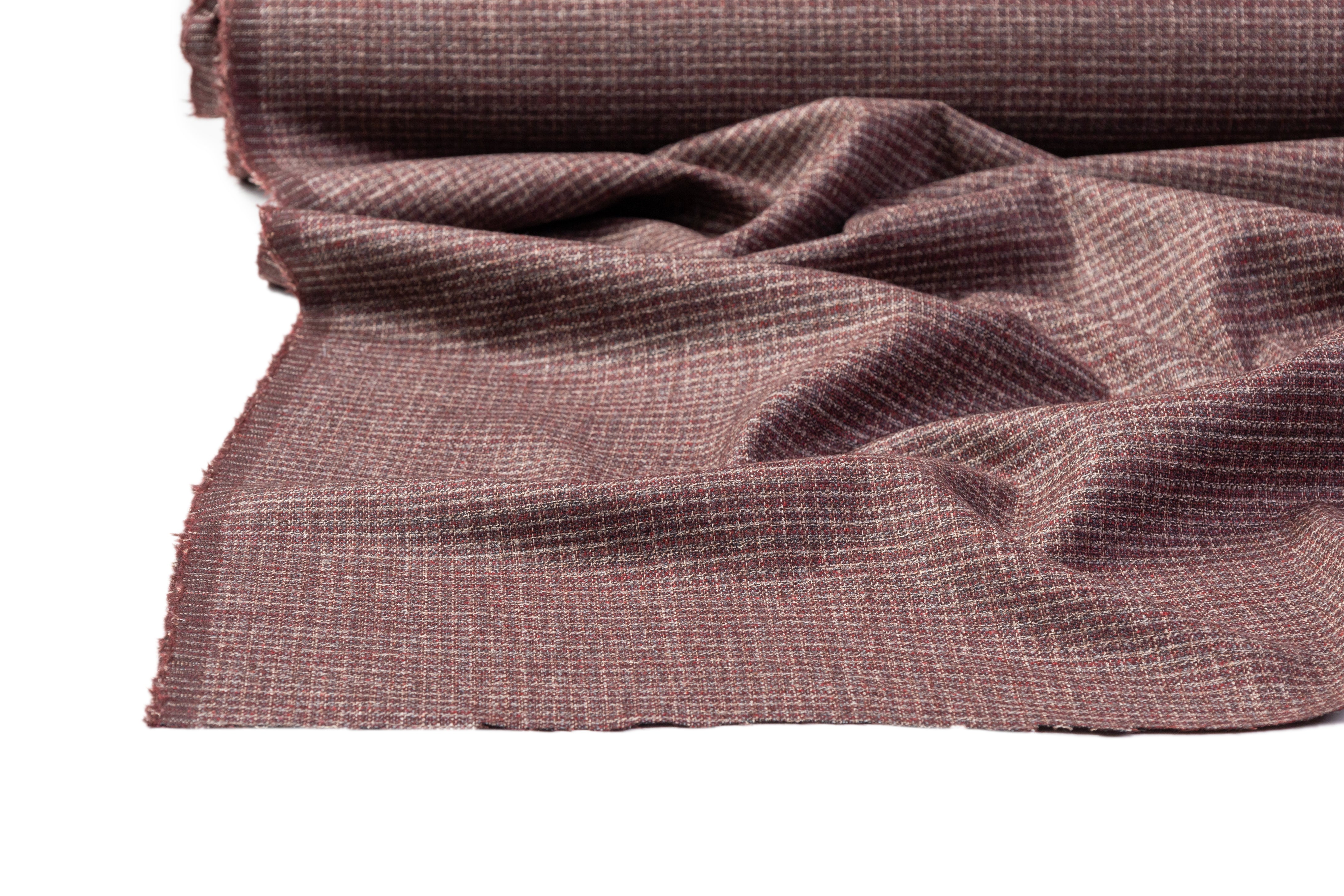 Guabello - Italian Wool Blend Tweed Suiting - Brick Red