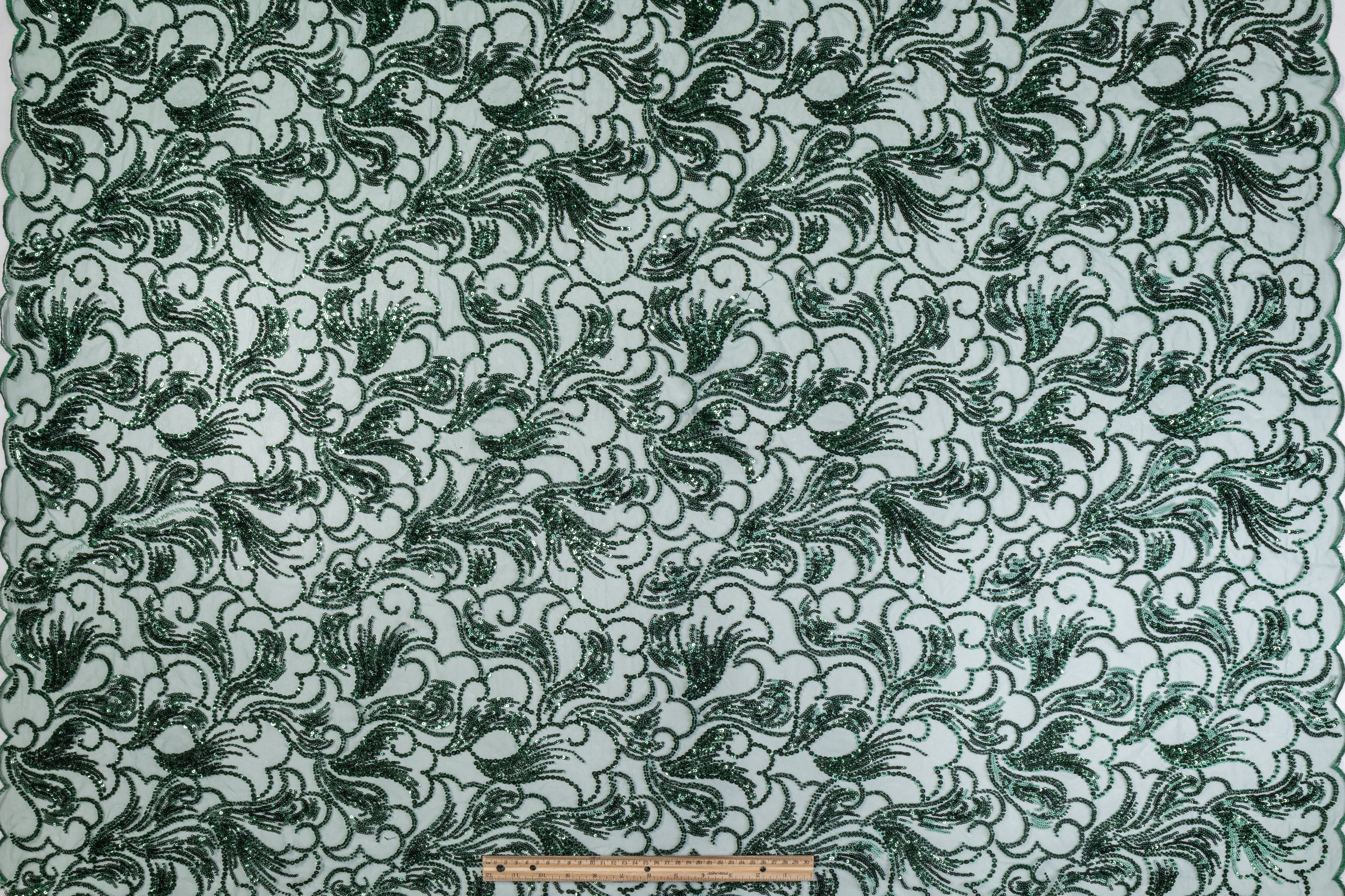 Beaded and Embroidered Tulle - Emerald Green