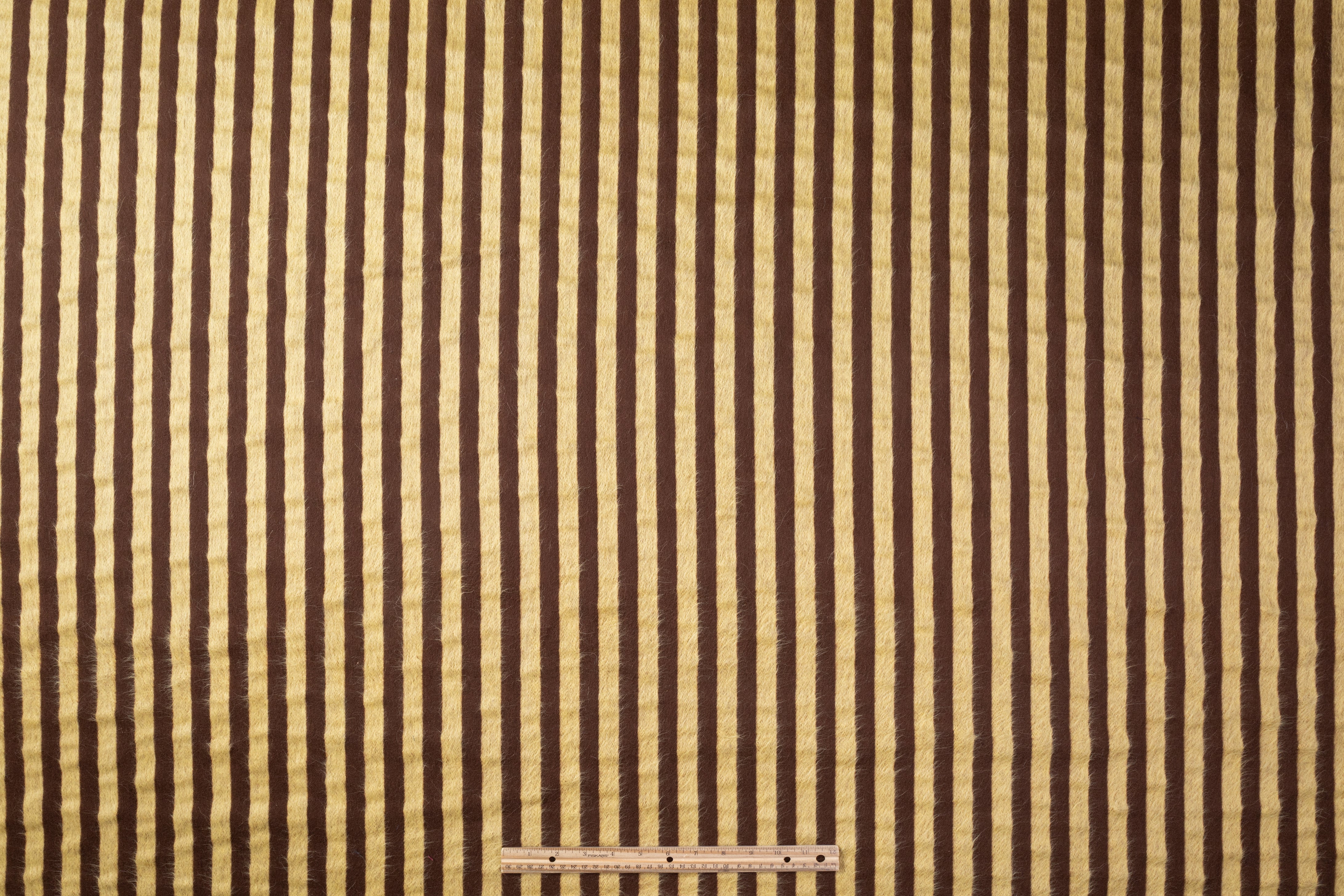 Striped Italian Alpaca Wool Coating - Brown / Yellow