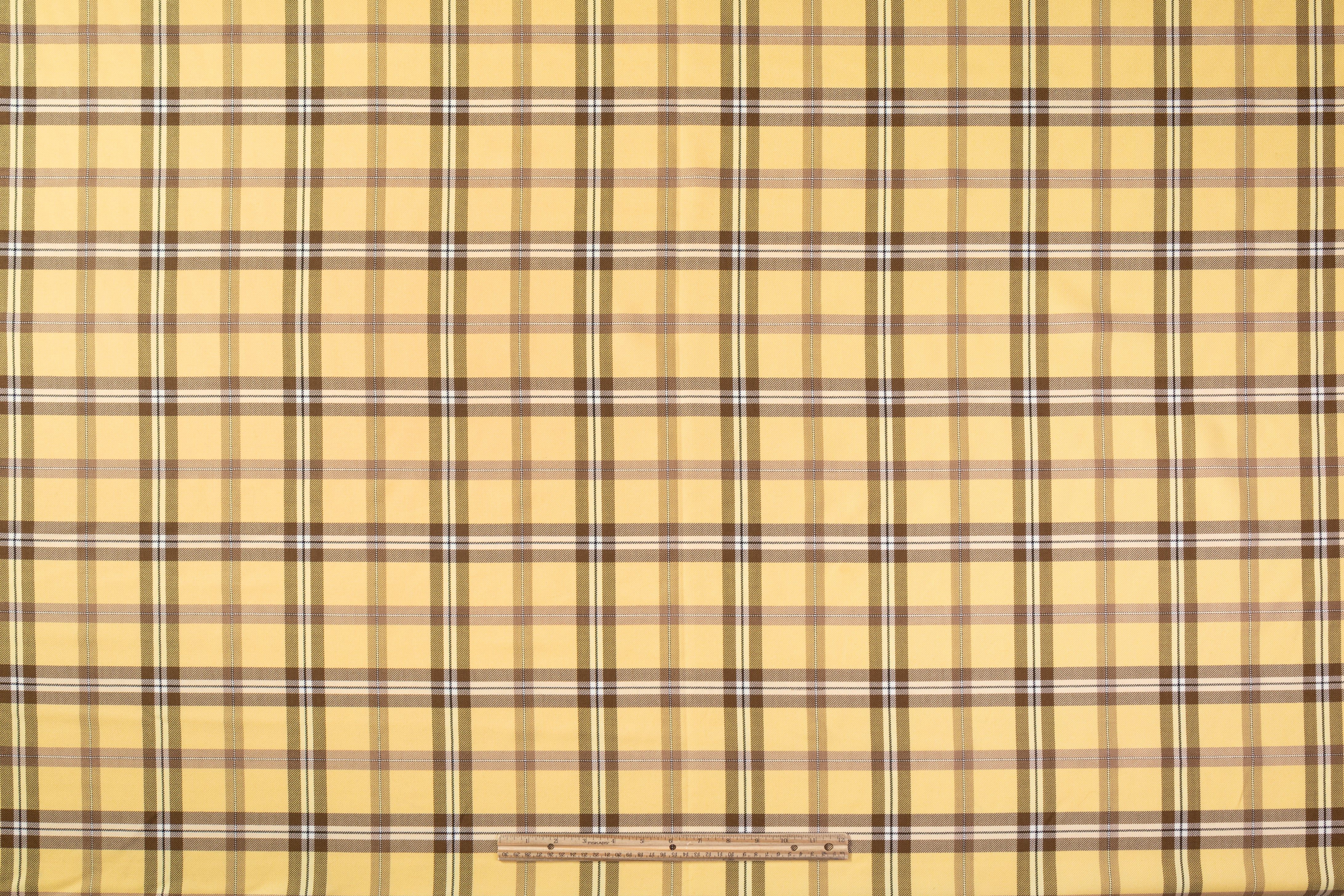 Tartan Italian Wool Suiting - Yellow / Brown