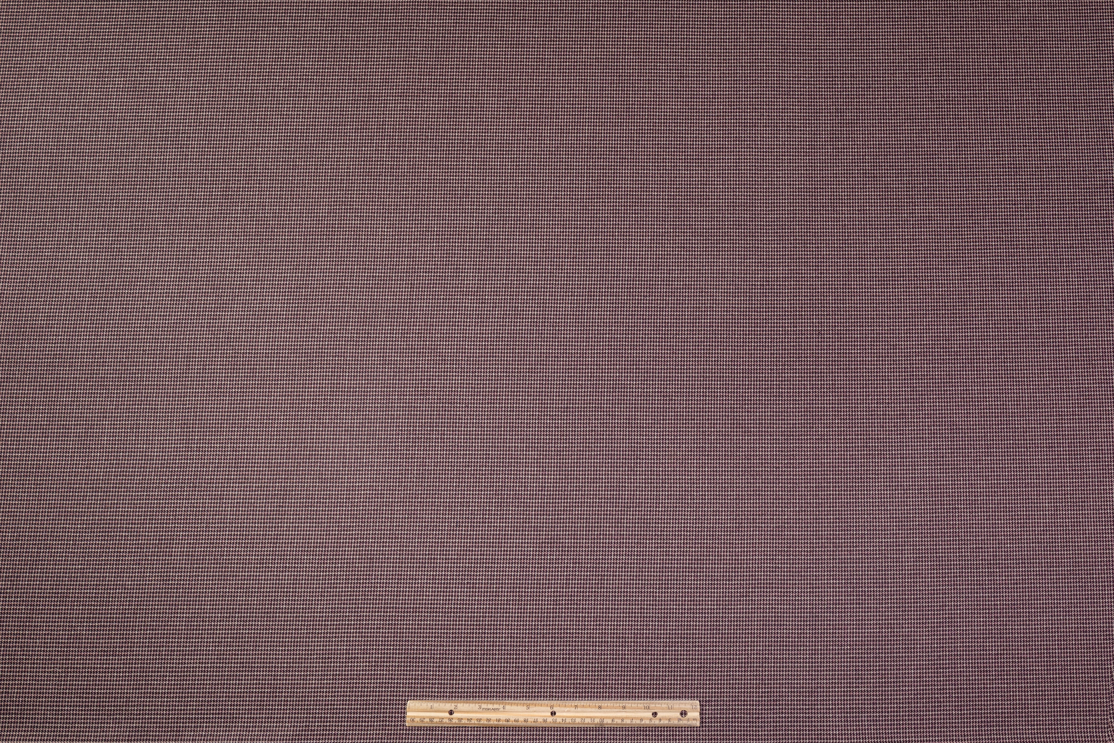 Micro Houndstooth Italian Cotton Wool Suiting - Burgundy