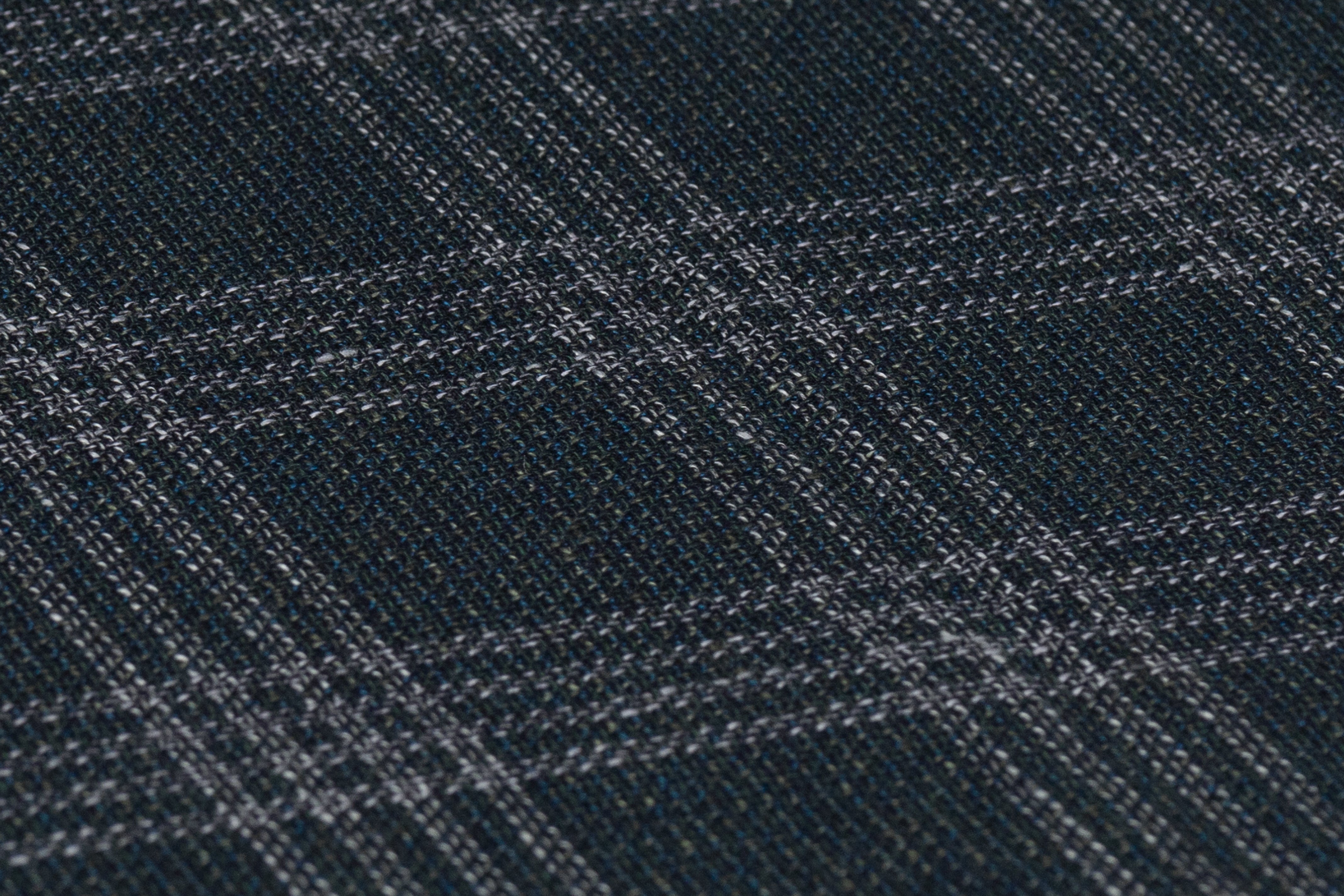 Checked Italian Wool Cotton Tweed - Midnight Teal