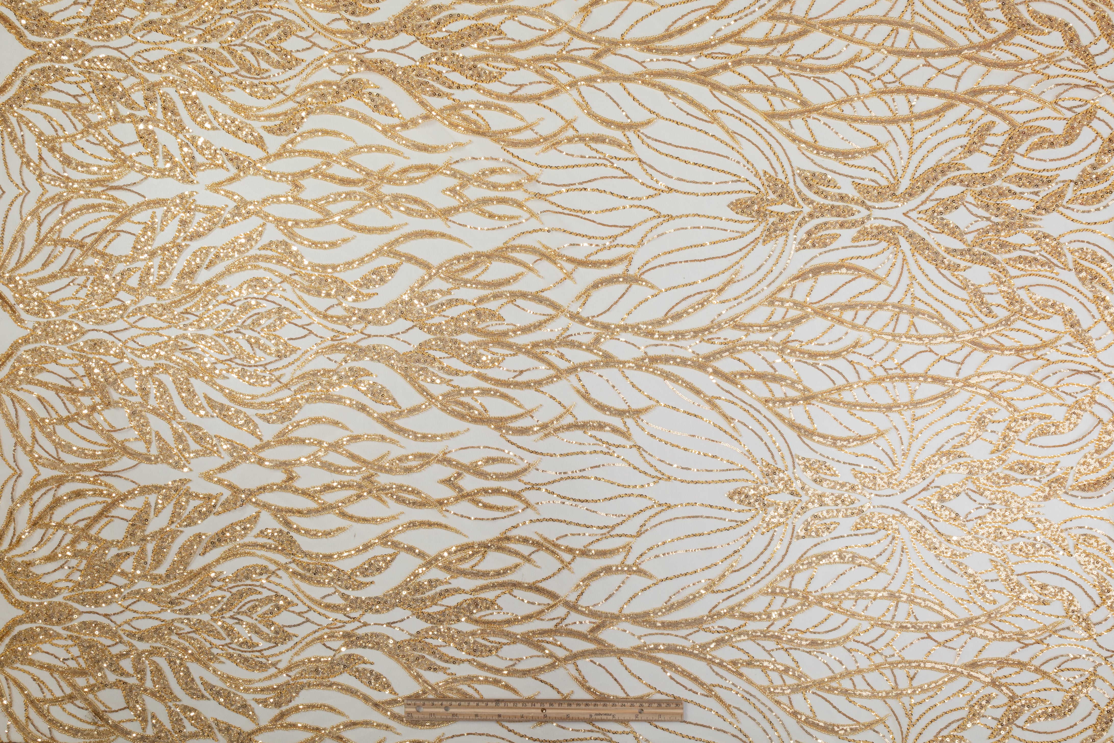 Beaded and Sequined Tulle - Gold