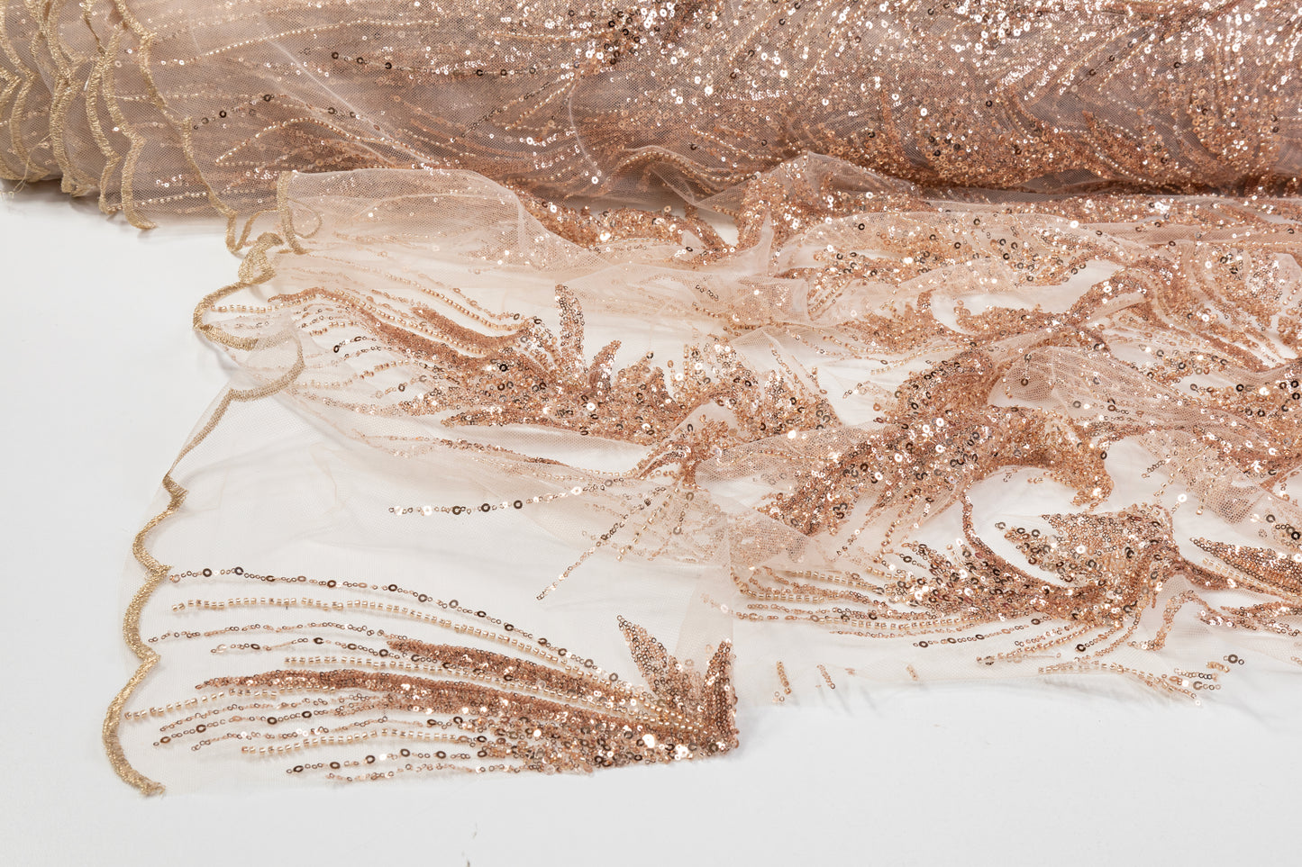 Beaded and Sequined Tulle - Blush