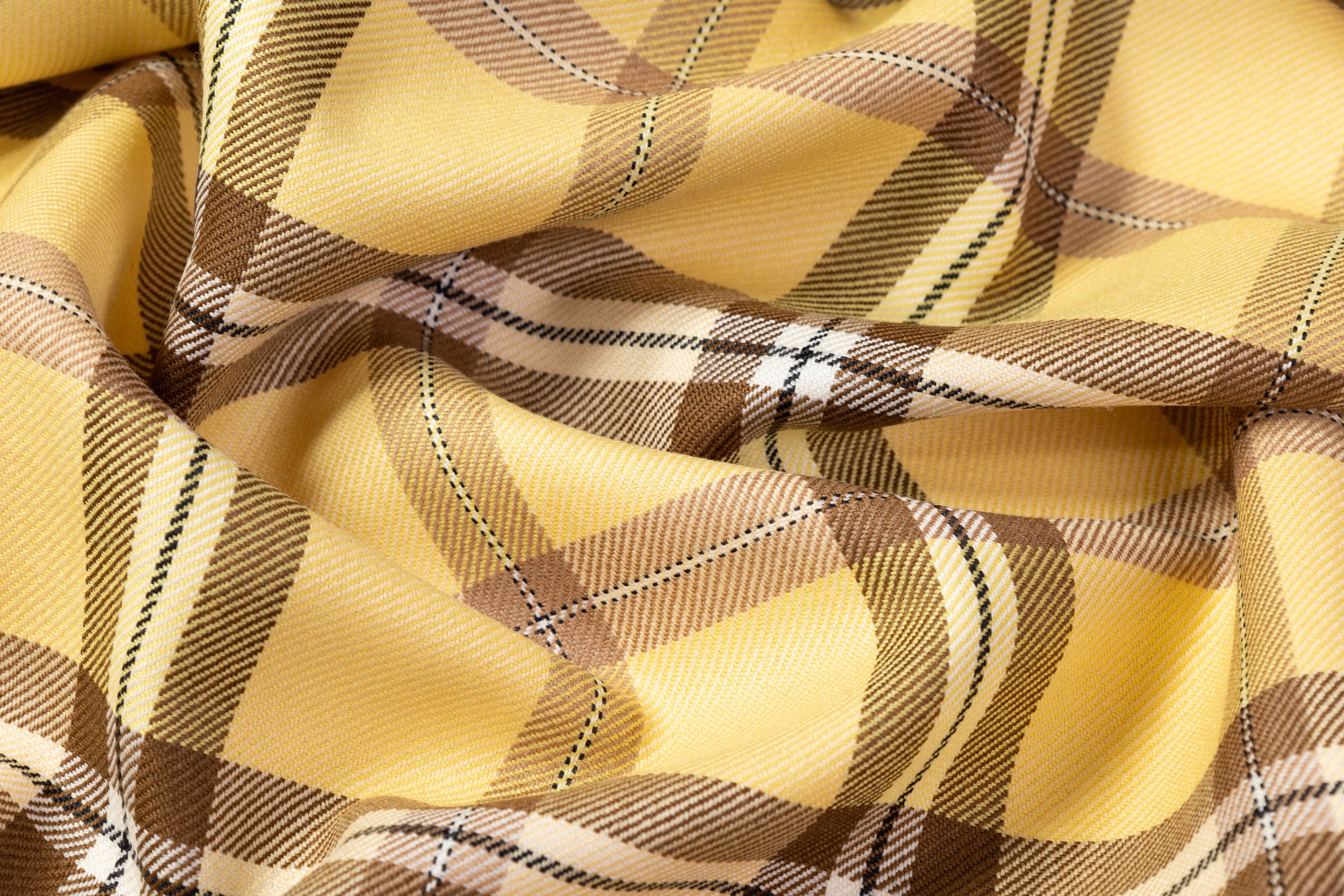 Tartan Italian Wool Suiting - Yellow / Brown