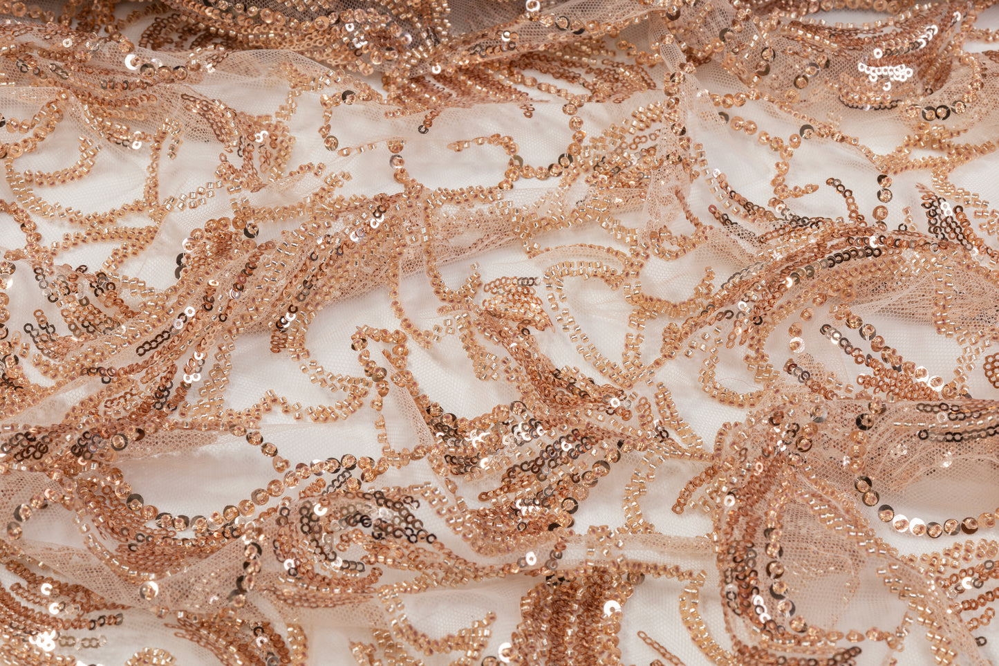 Beaded and Embroidered Tulle - Beige