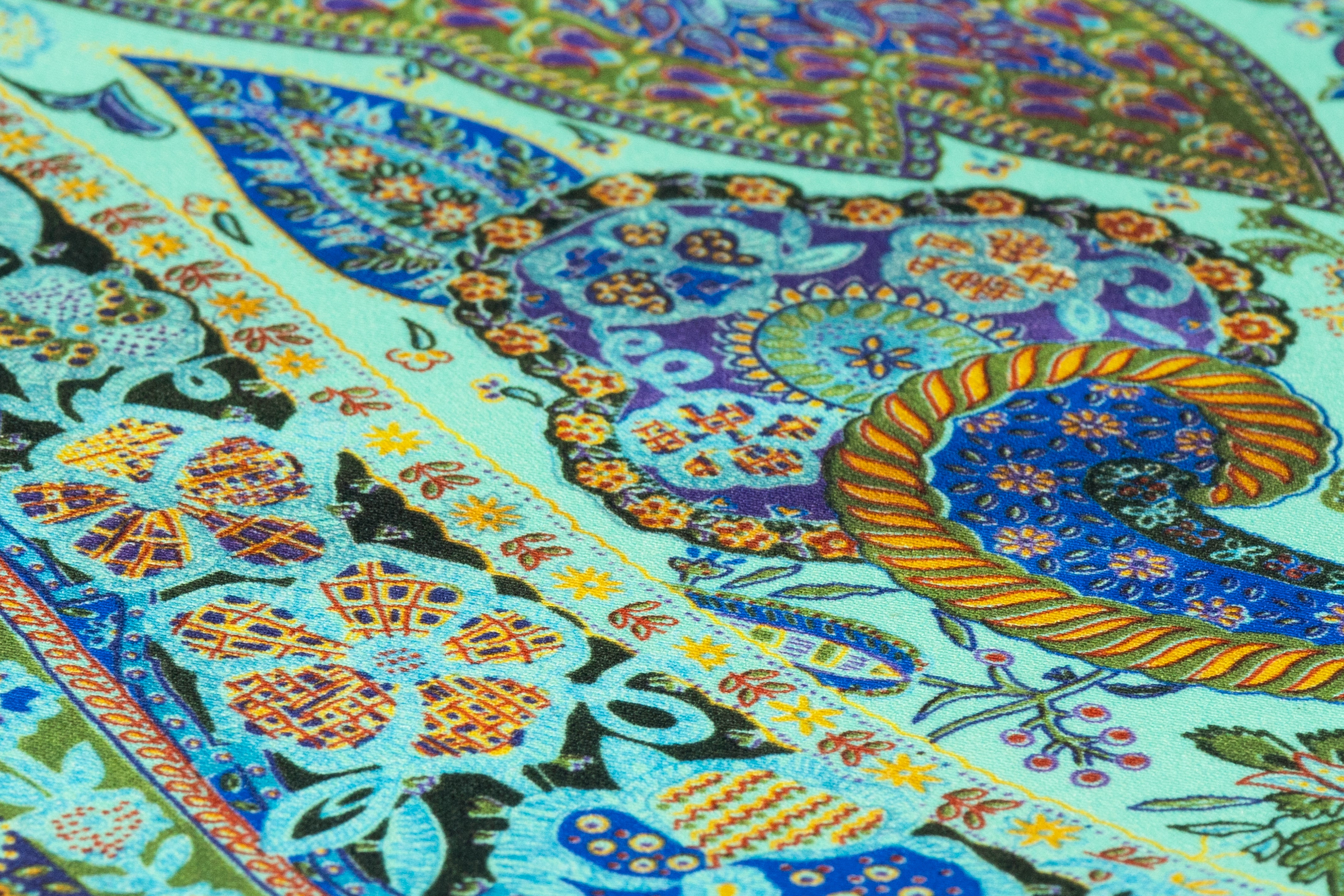 Paisley Printed Italian Wool - Green / Blue