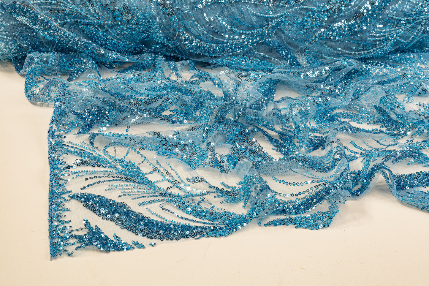 Beaded and Sequined Tulle - Blue