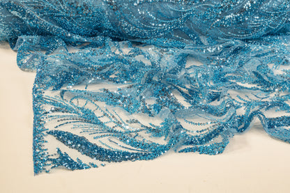 Beaded and Sequined Tulle - Blue