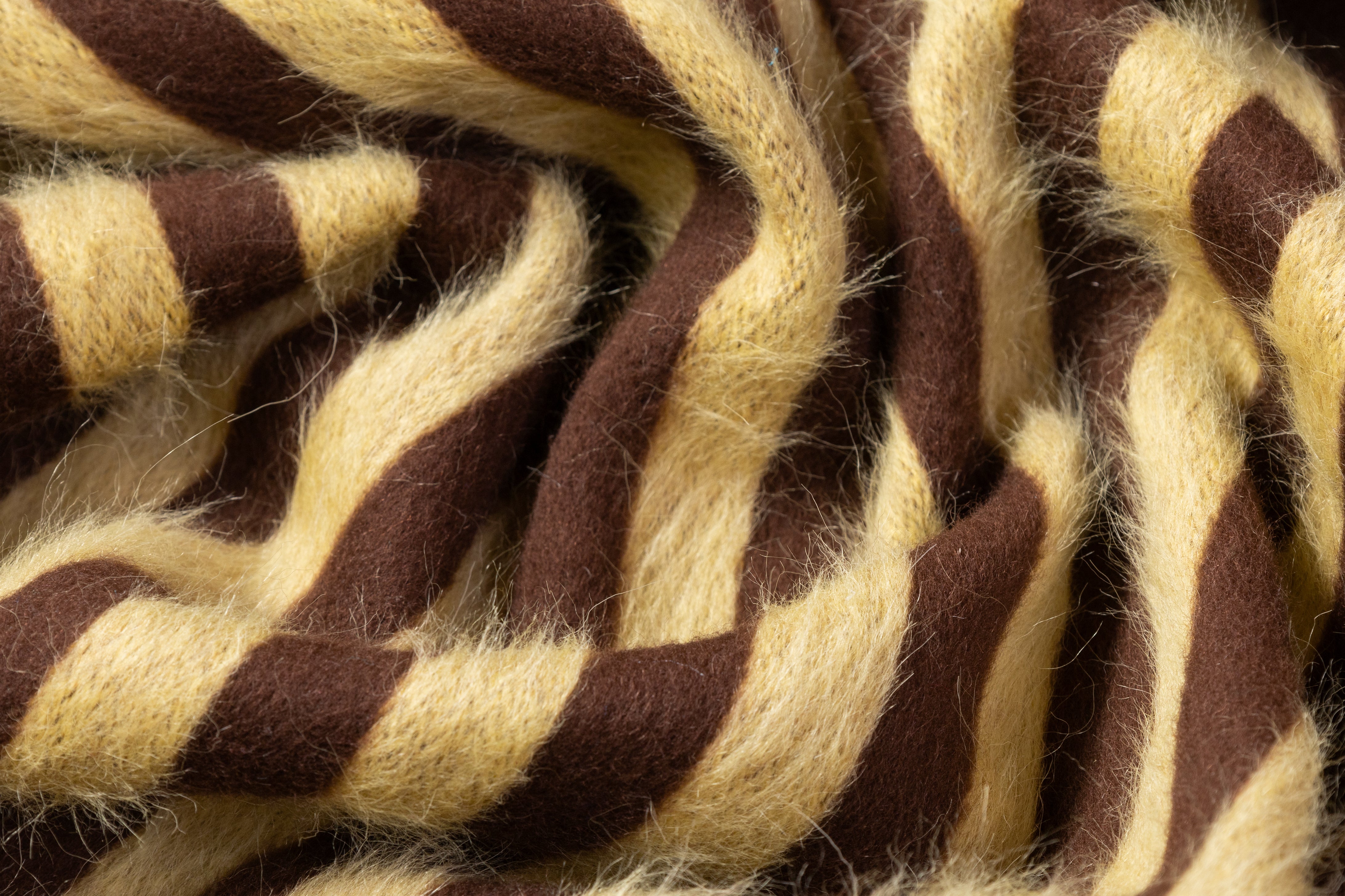 Striped Italian Alpaca Wool Coating - Brown / Yellow