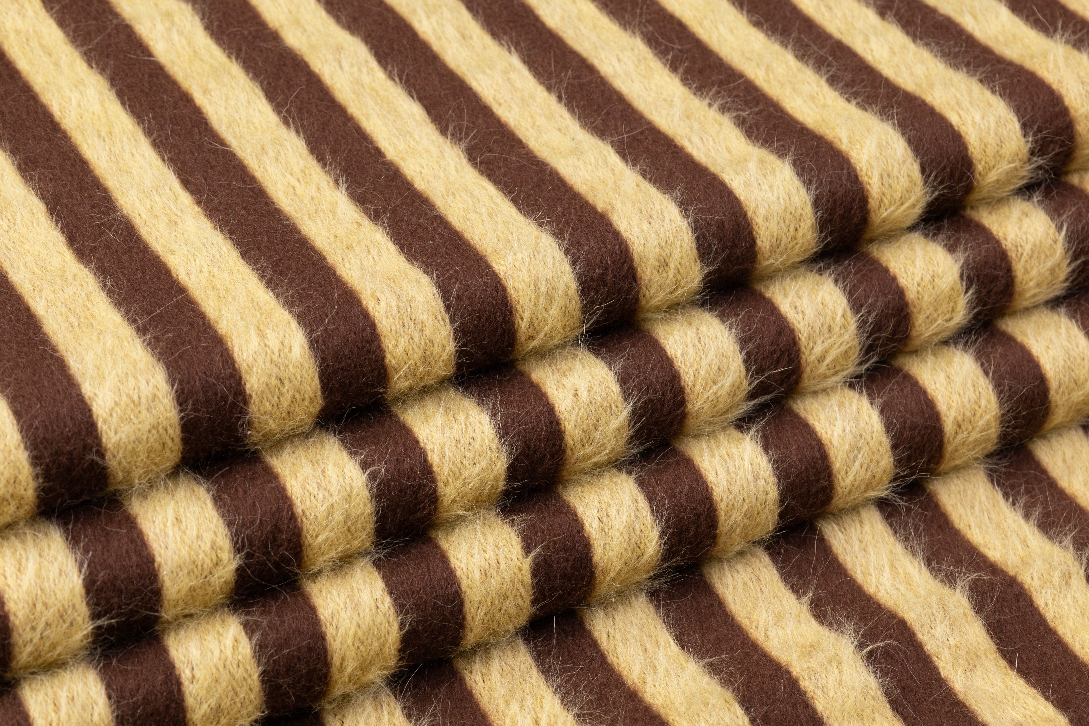 Striped Italian Alpaca Wool Coating - Brown / Yellow