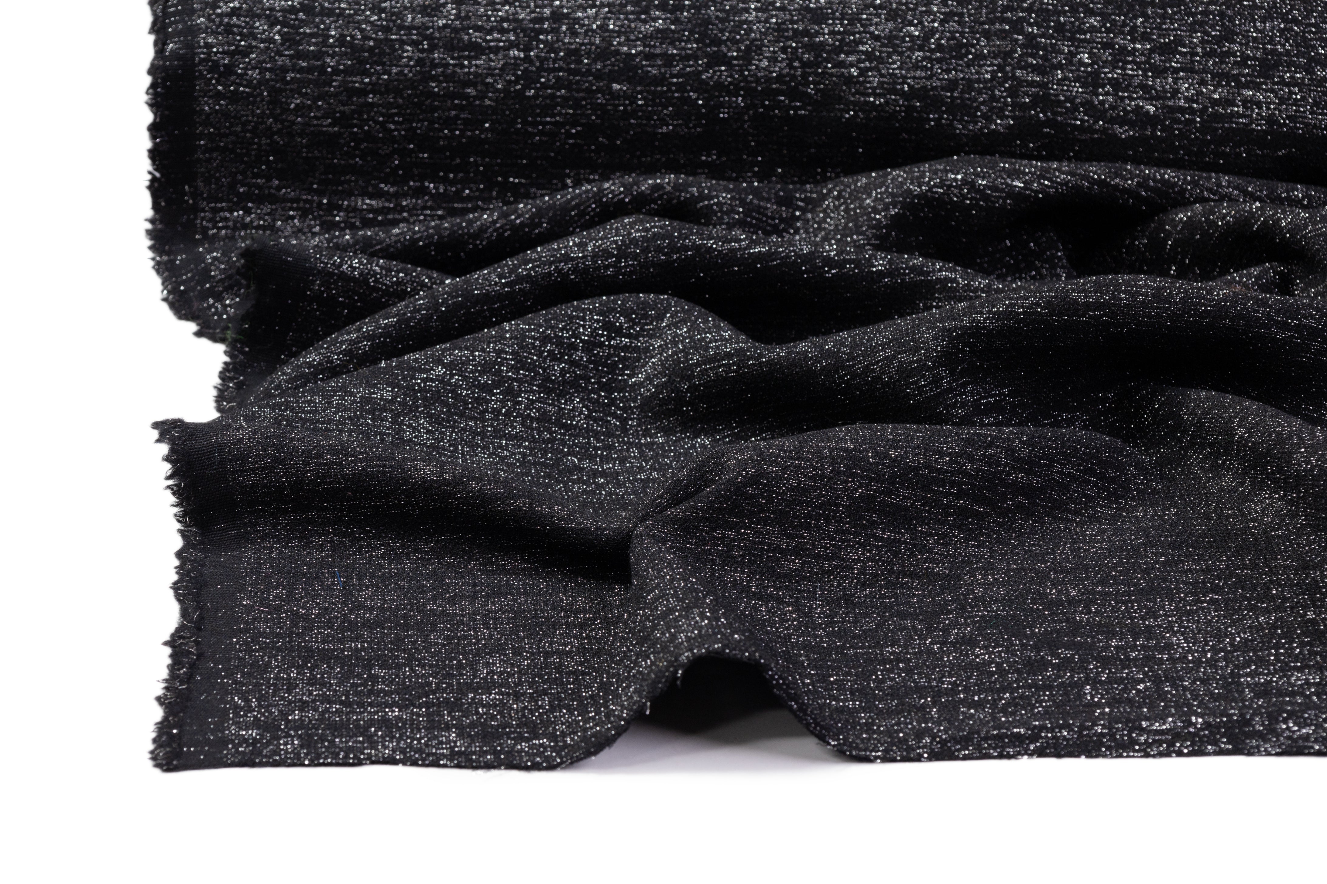 Metallic Italian Wool Double Crepe - Black / Silver