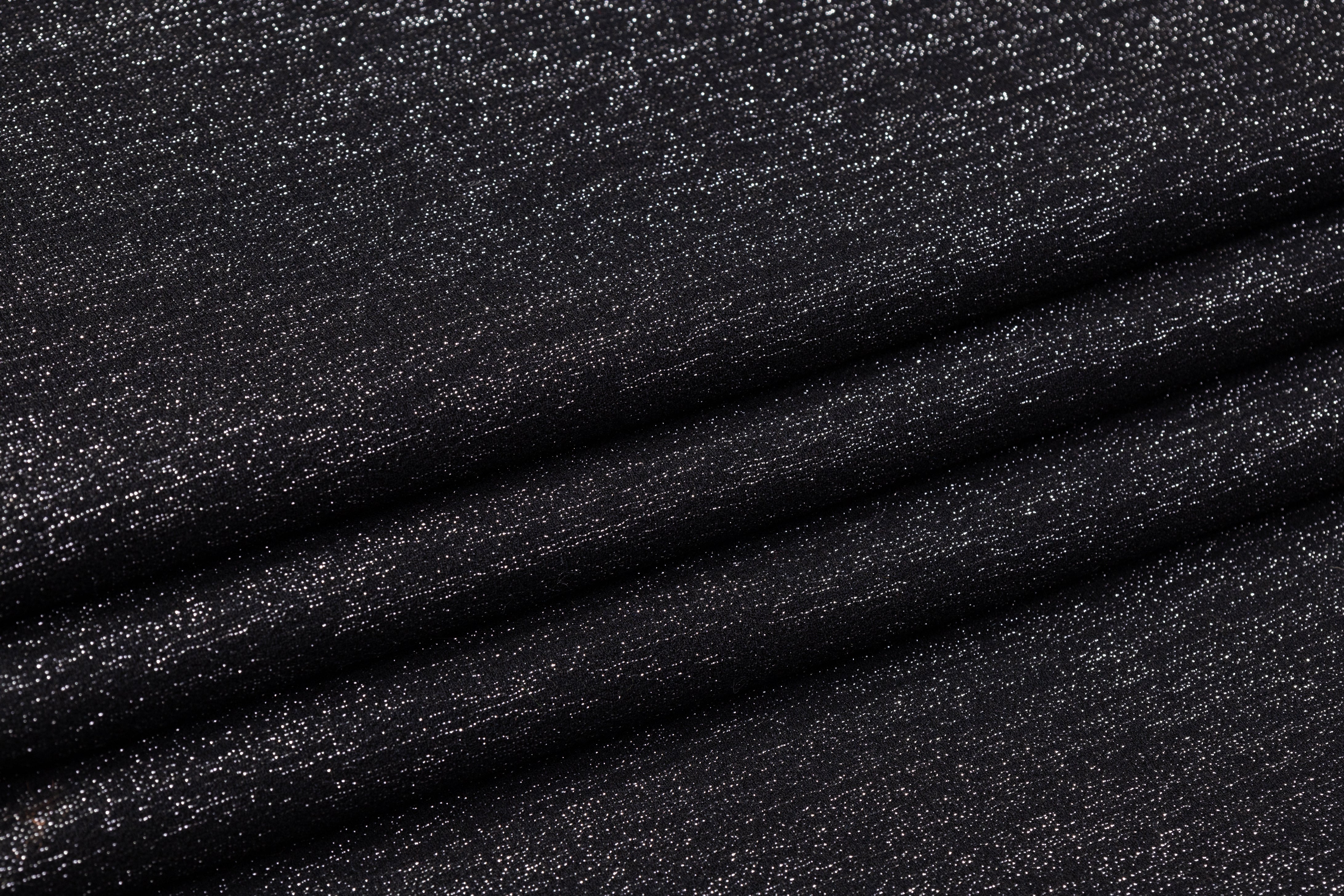 Metallic Italian Wool Double Crepe - Black / Silver