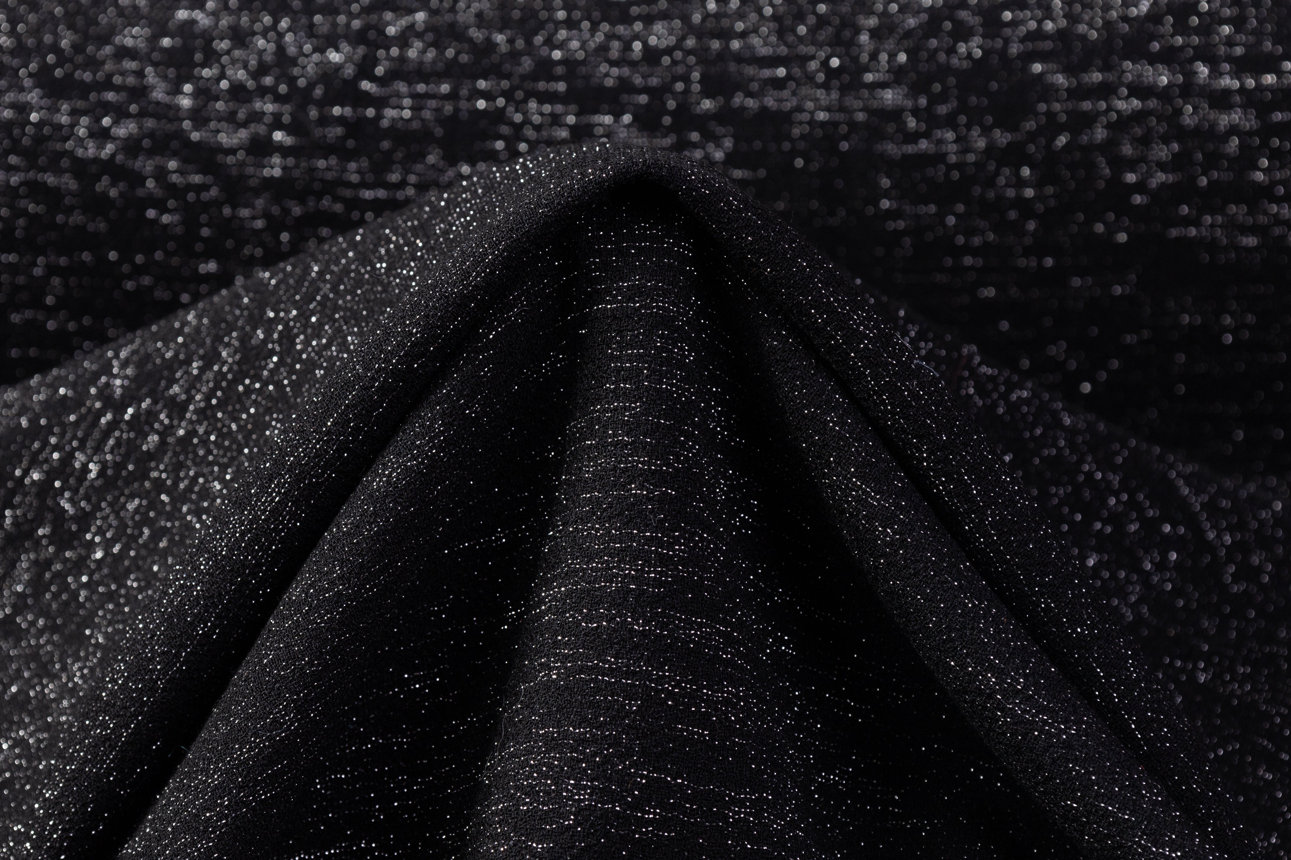 Metallic Italian Wool Double Crepe - Black / Silver