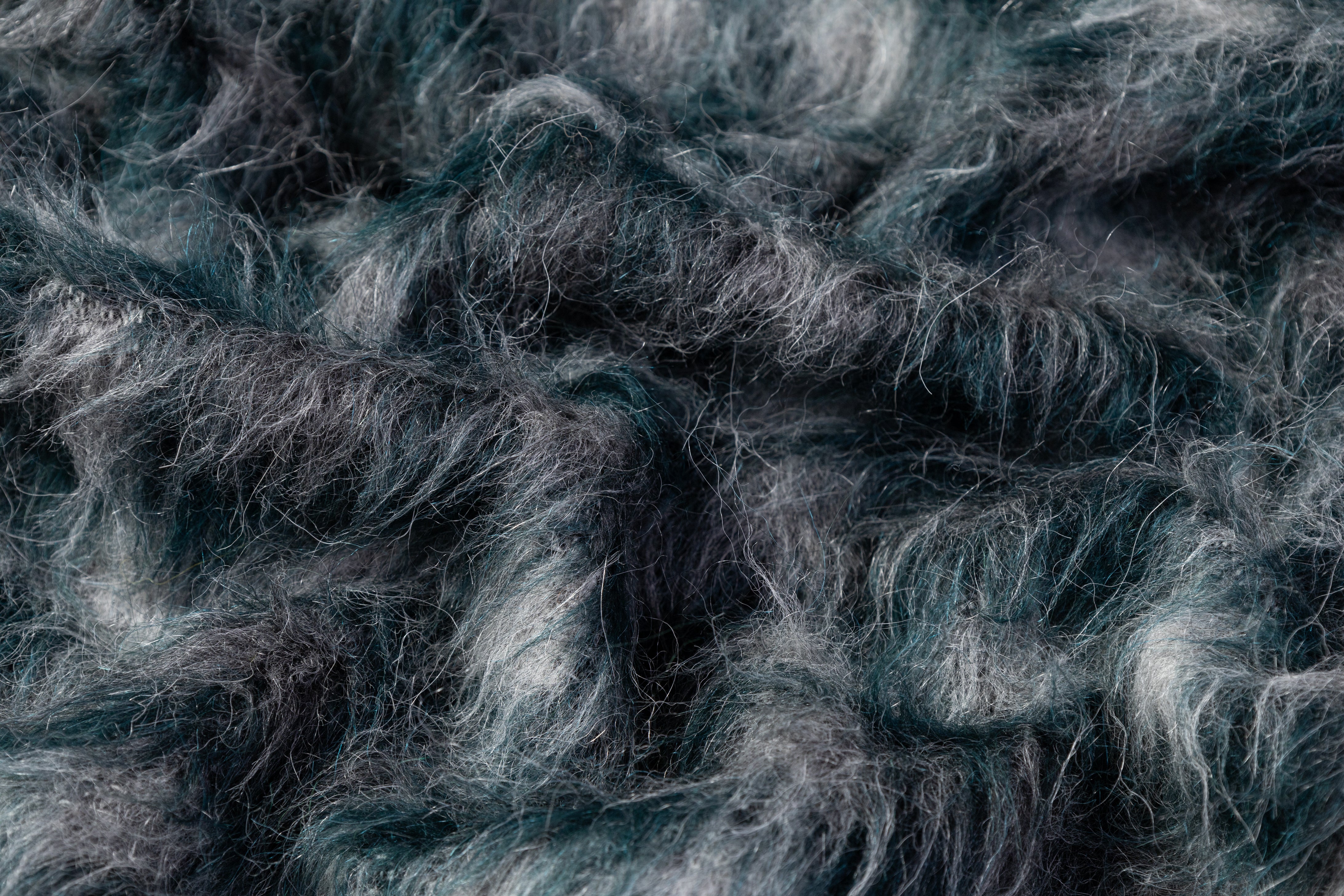 Plaid Wool Mohair Blend Coating - Teal / Gray