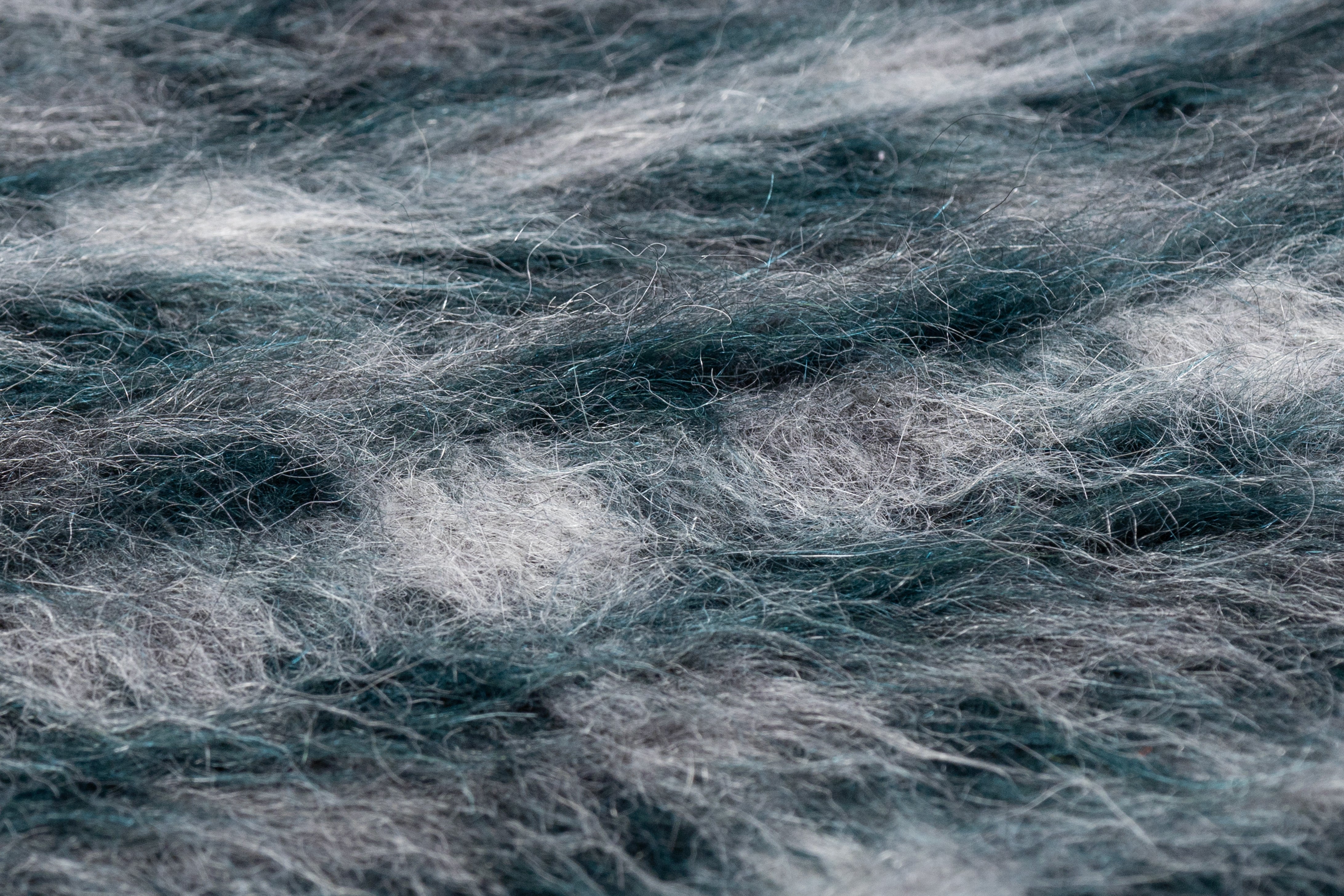 Plaid Wool Mohair Blend Coating - Teal / Gray