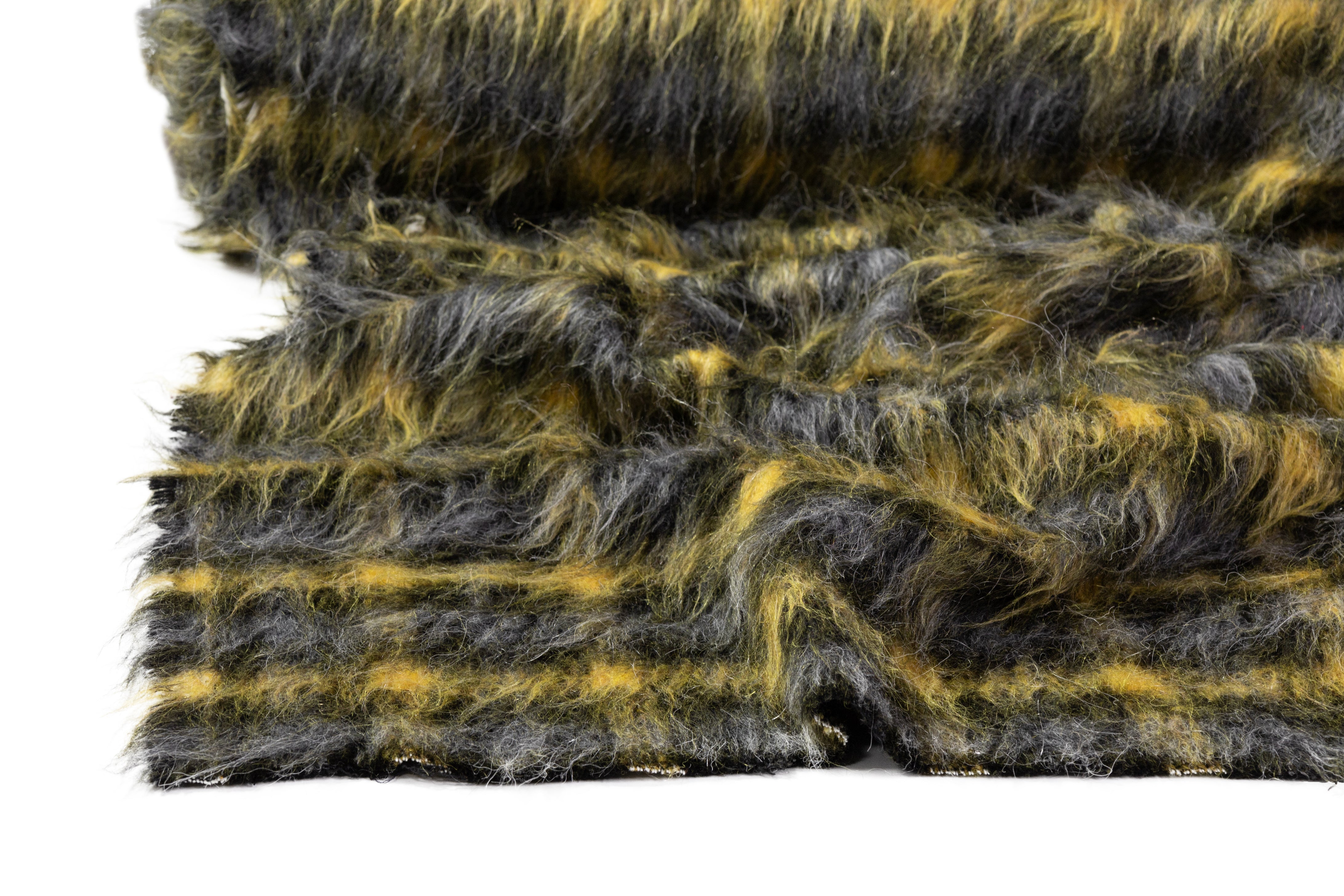 Plaid Wool Mohair Blend Coating - Yellow / Gray