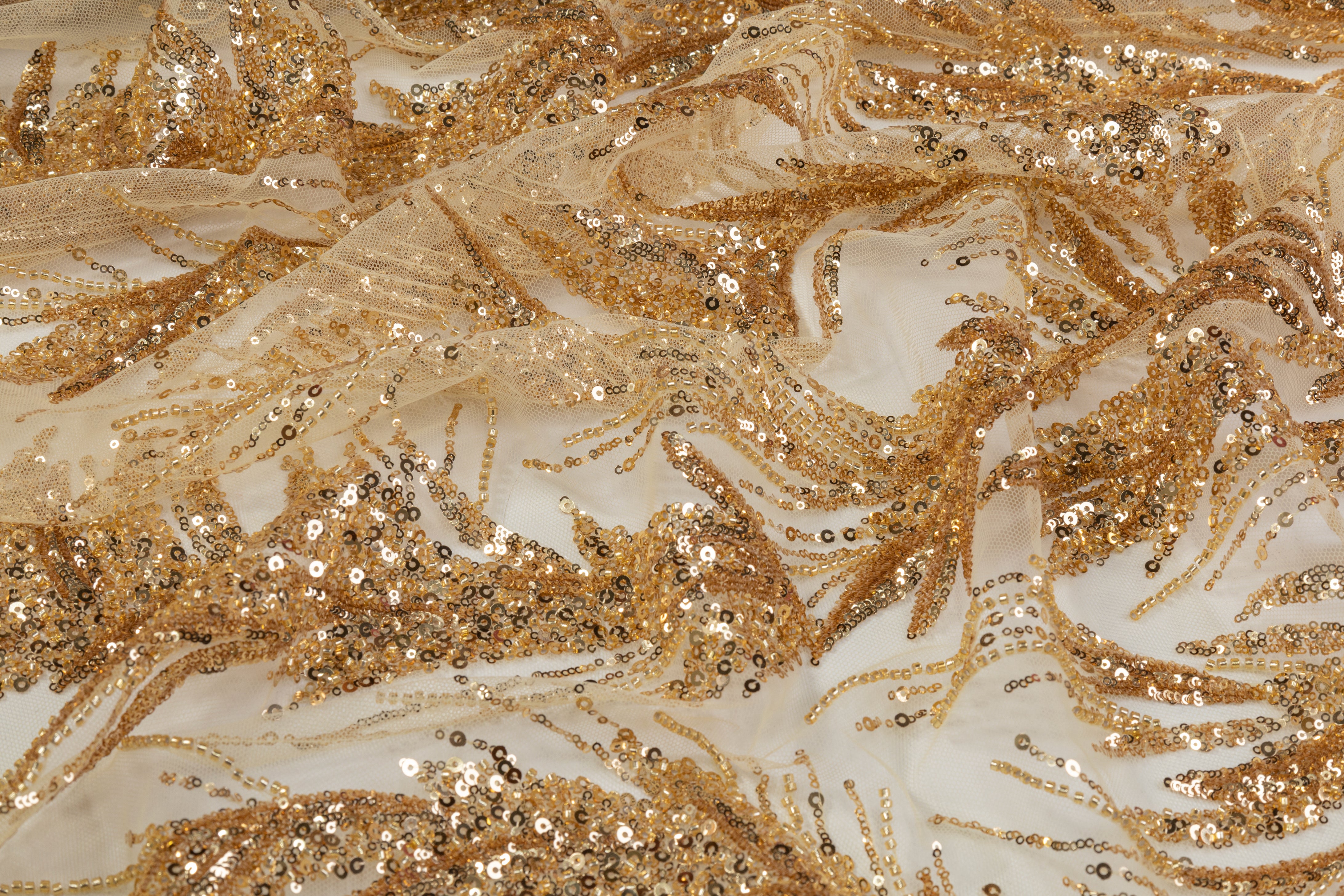 Beaded and Sequined Tulle - Gold