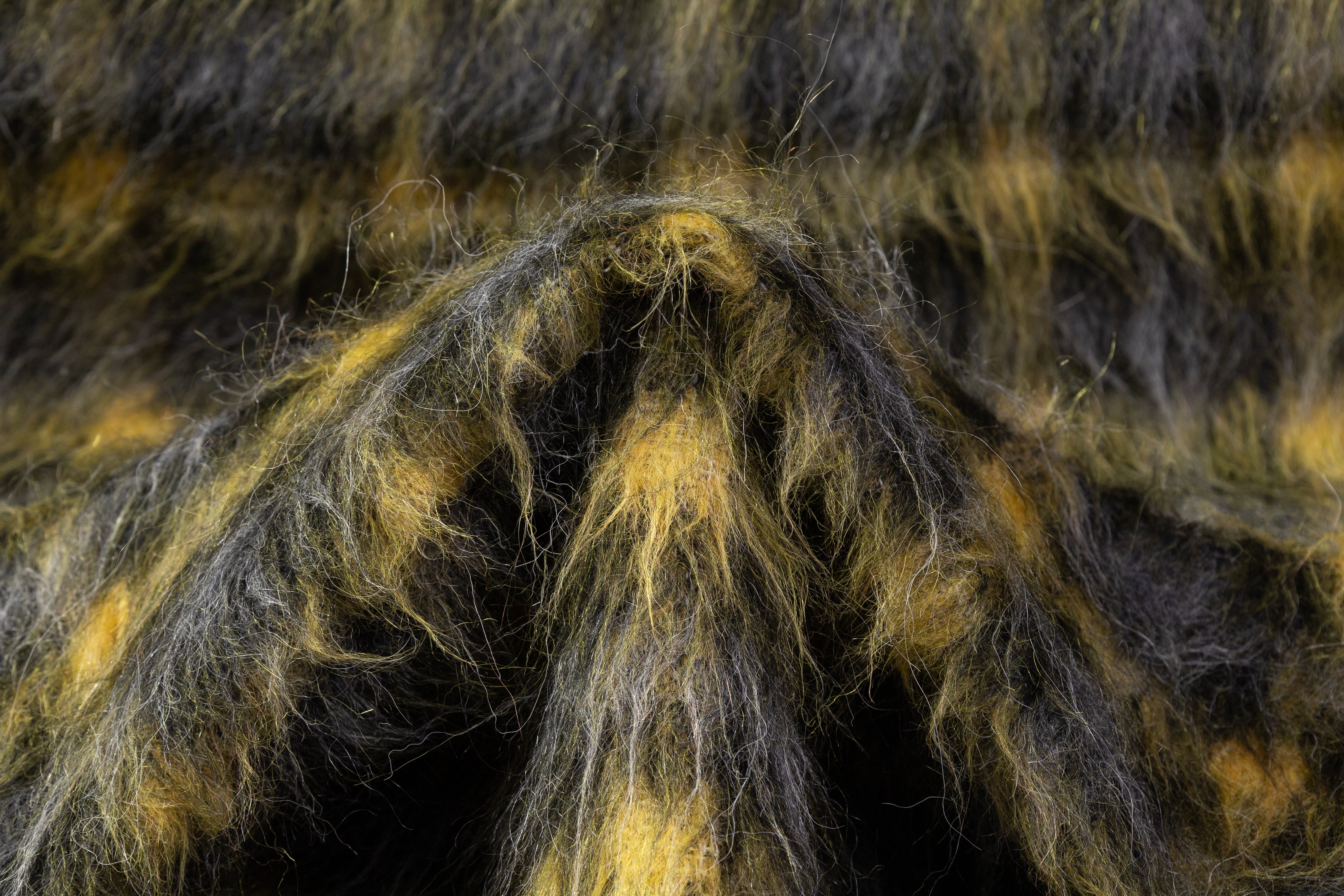 Plaid Wool Mohair Blend Coating - Yellow / Gray