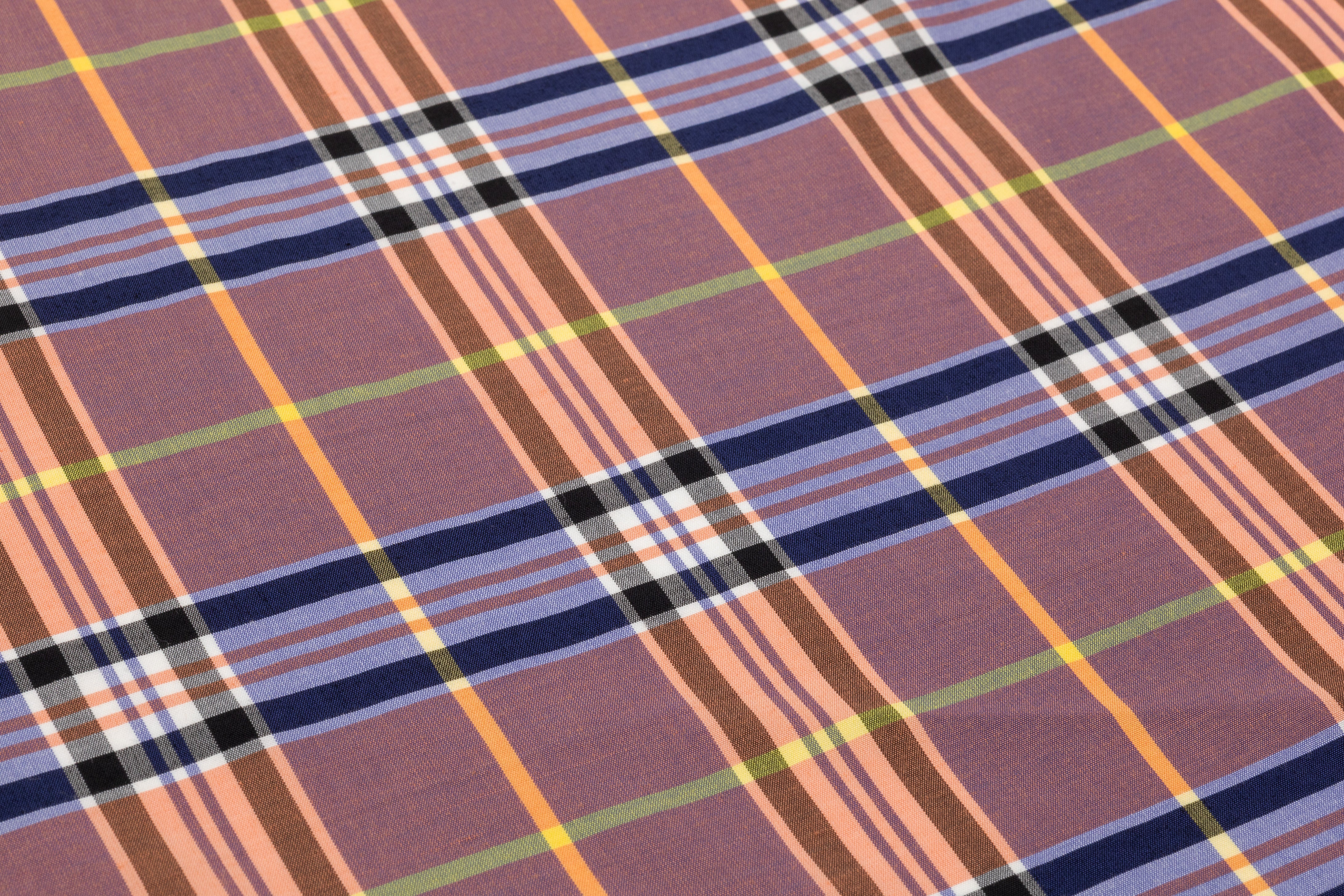 Plaid Italian Viscose Cupro Shirting - Plum / Peach