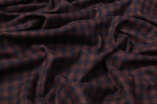 Gingham Check Italian Wool Suiting - Burgundy / Navy