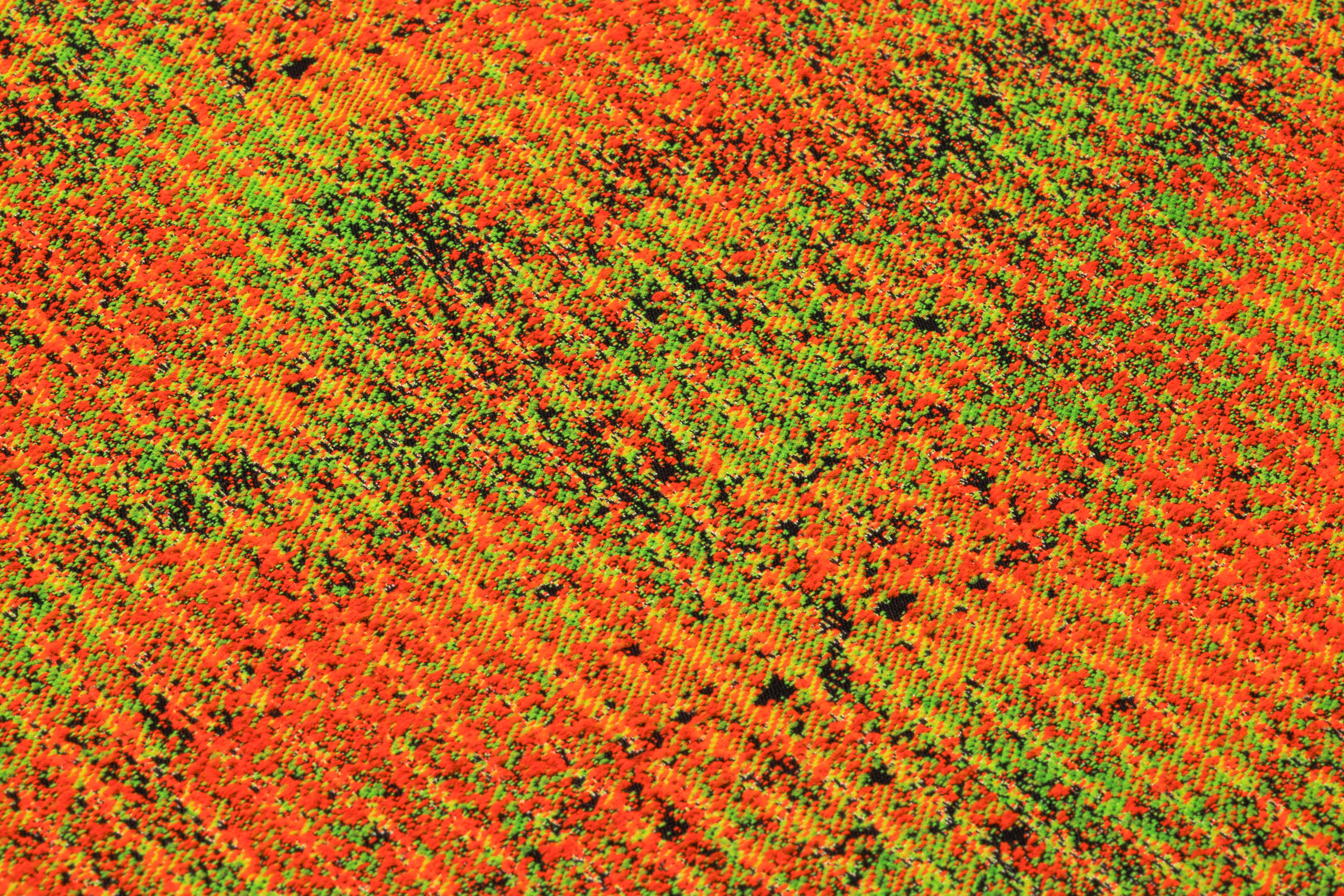 Abstract Italian Cotton Nylon Brocade - Orange / Green