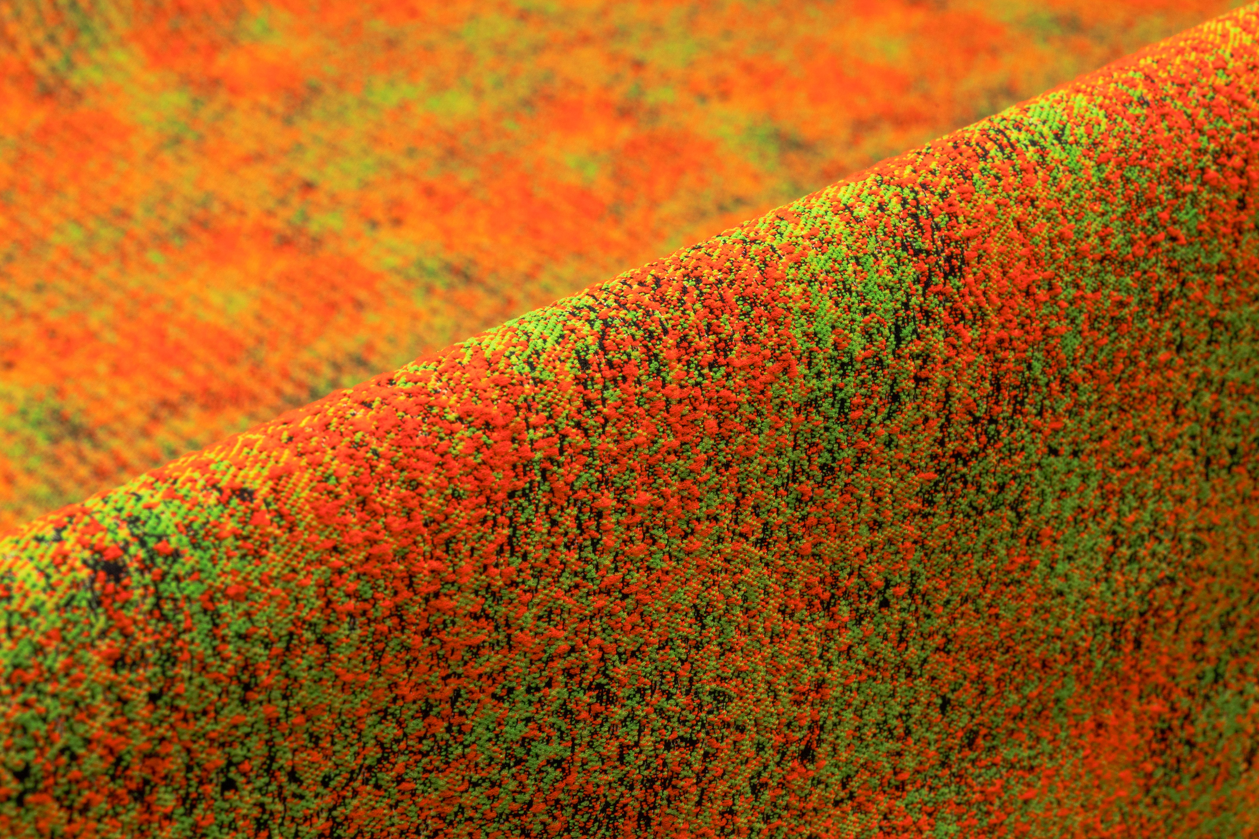 Abstract Italian Cotton Nylon Brocade - Orange / Green
