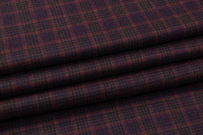 Checked Italian Wool Suiting - Burgundy