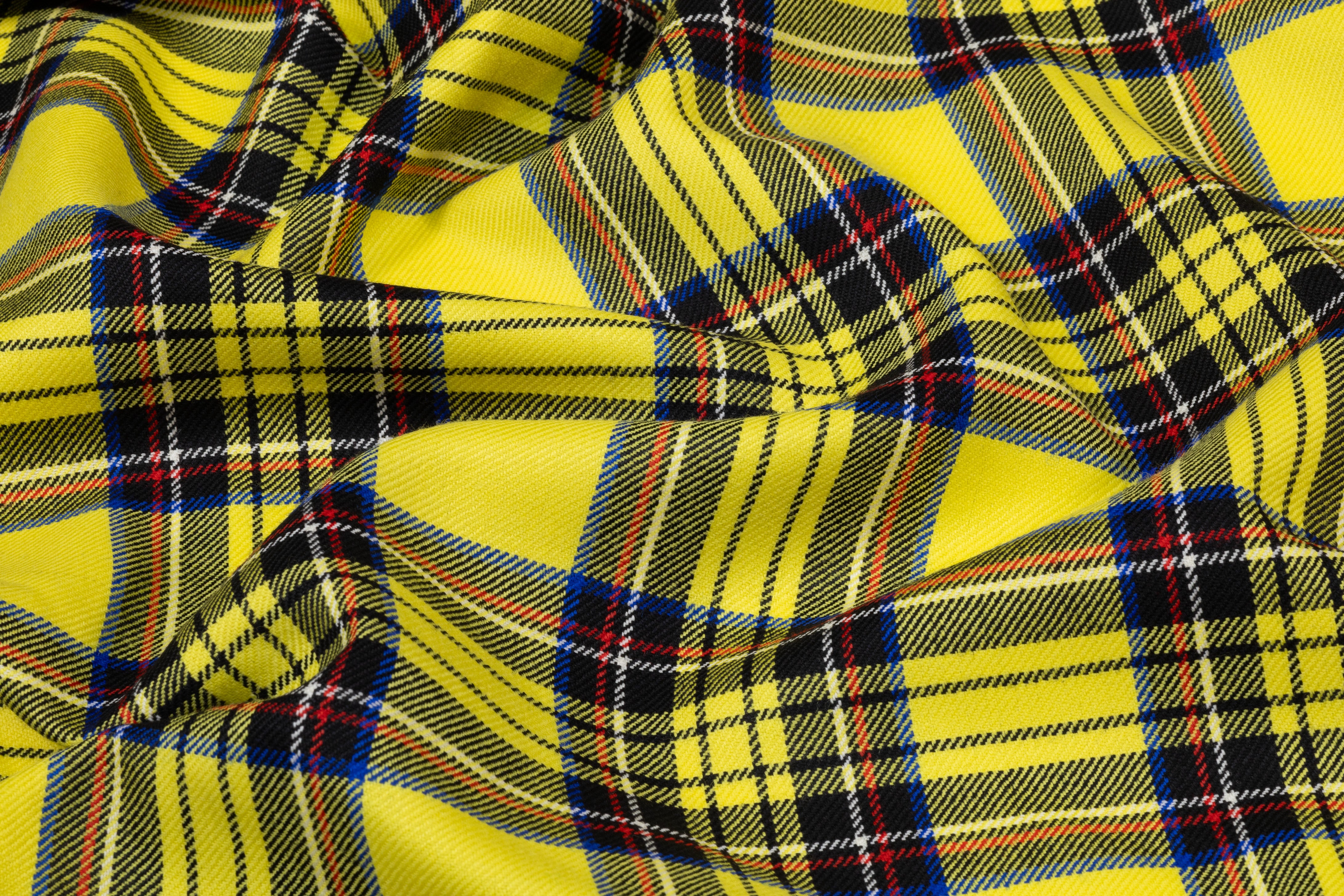 Tartan Italian Wool Suiting - Yellow