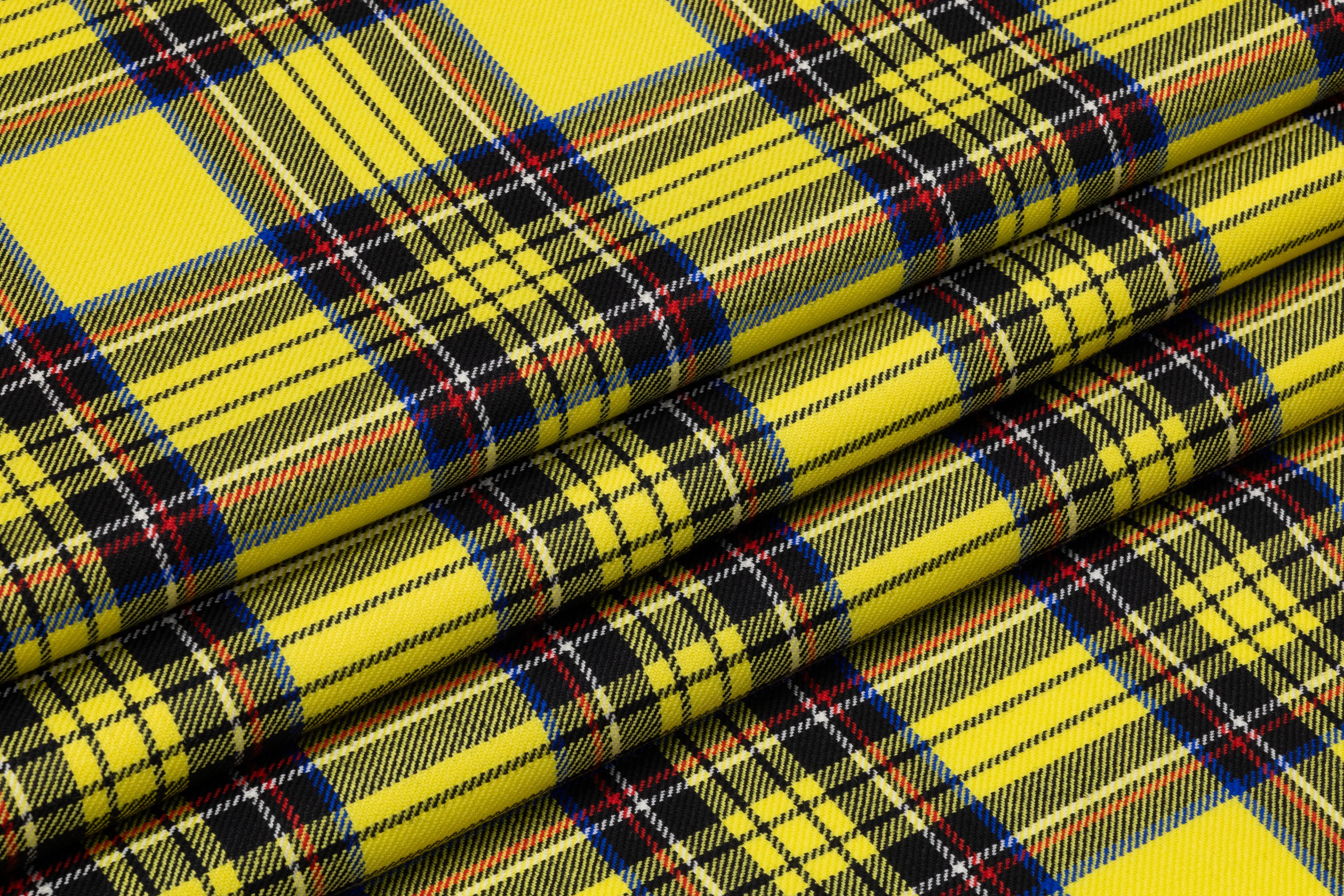 Tartan Italian Wool Suiting - Yellow