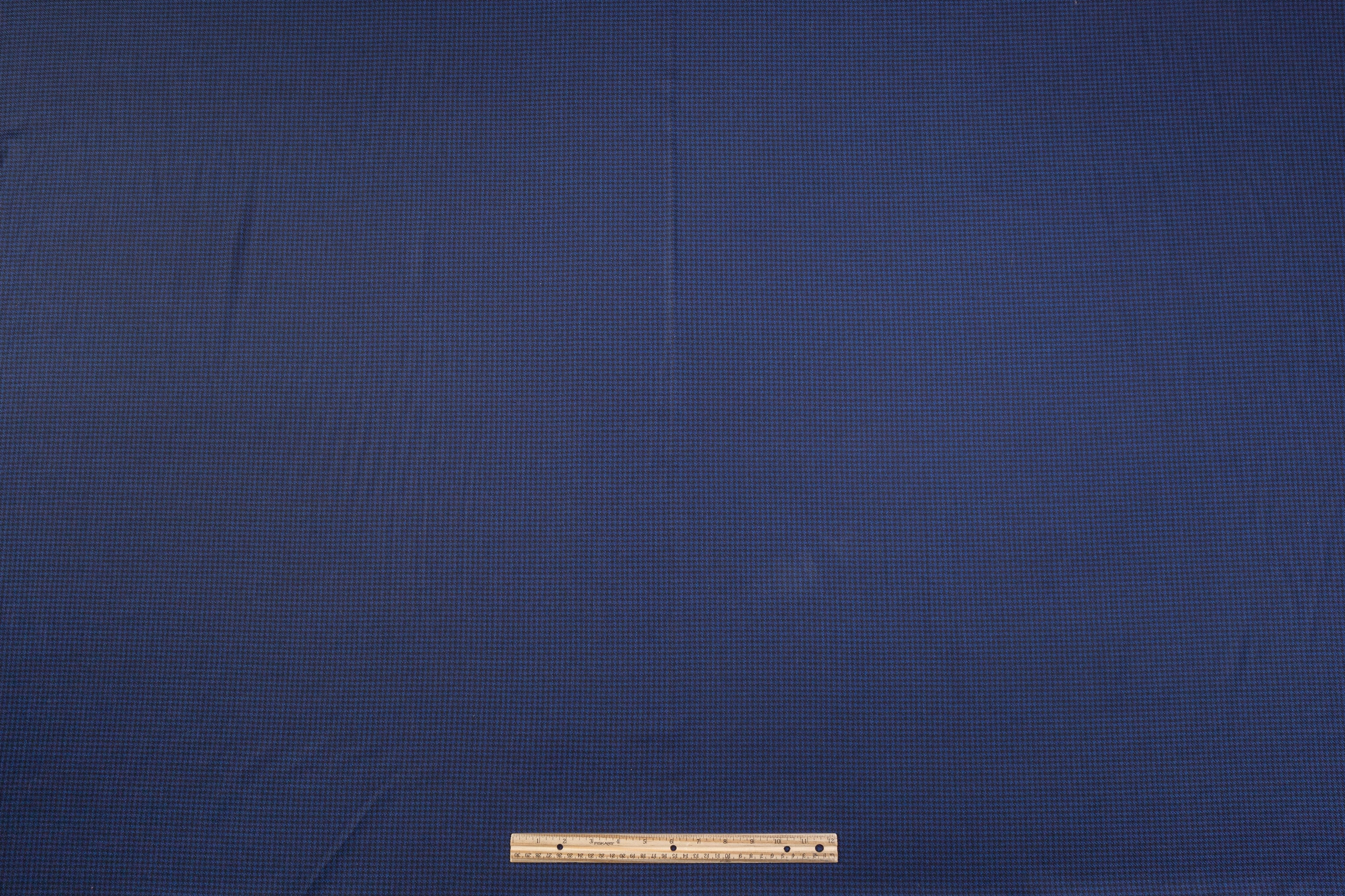 Micro Houndstooth Italian Wool Suiting - Blue / Black
